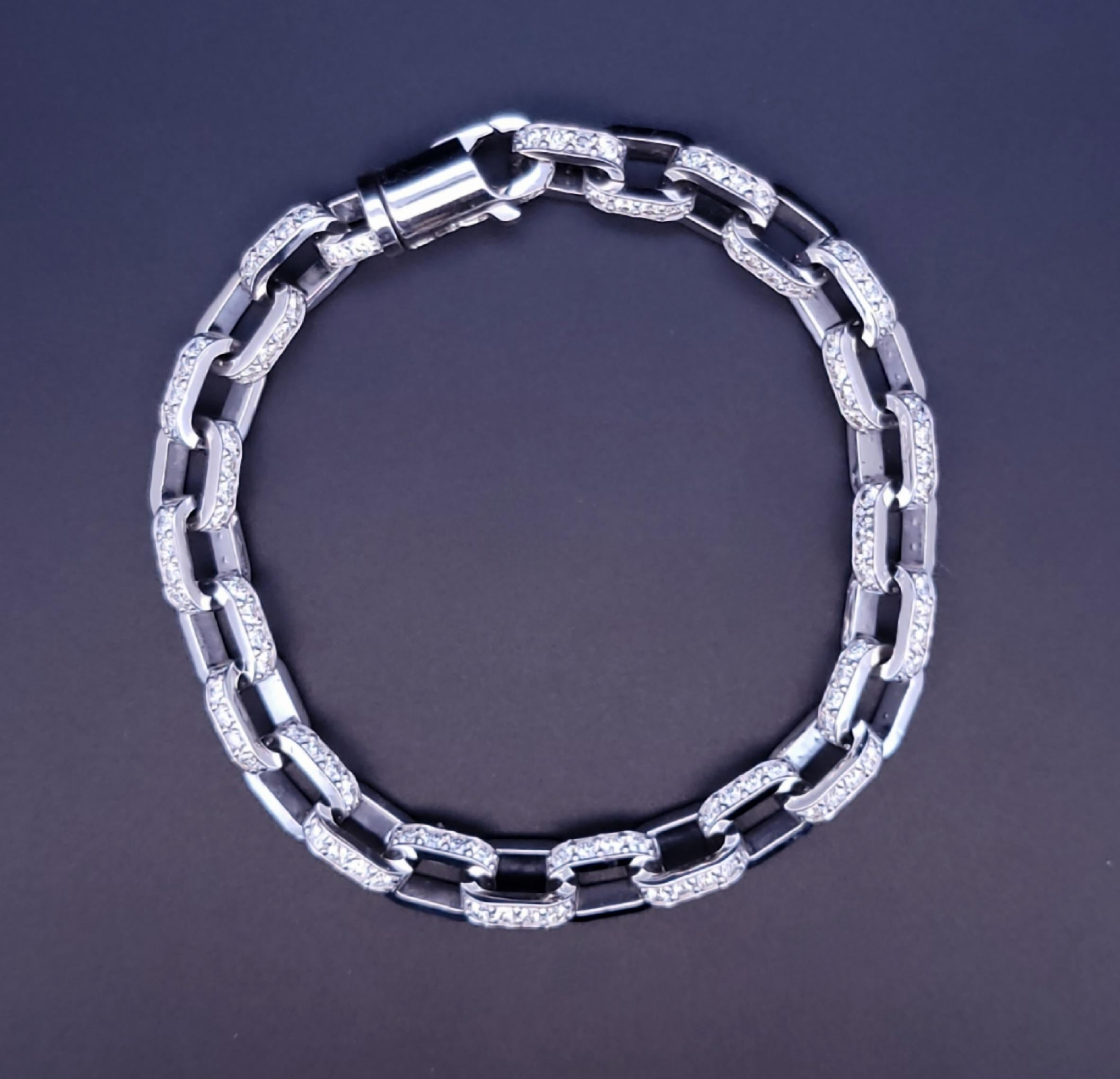 De los hombres Pulsera cadena hombre 14K Oro macizo blanco 15,5ct diamantes 40gm en venta