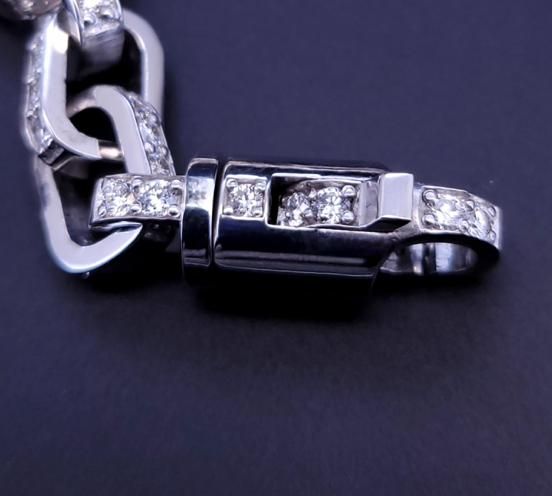 Pulsera cadena hombre 14K Oro macizo blanco 15,5ct diamantes 40gm en venta 3
