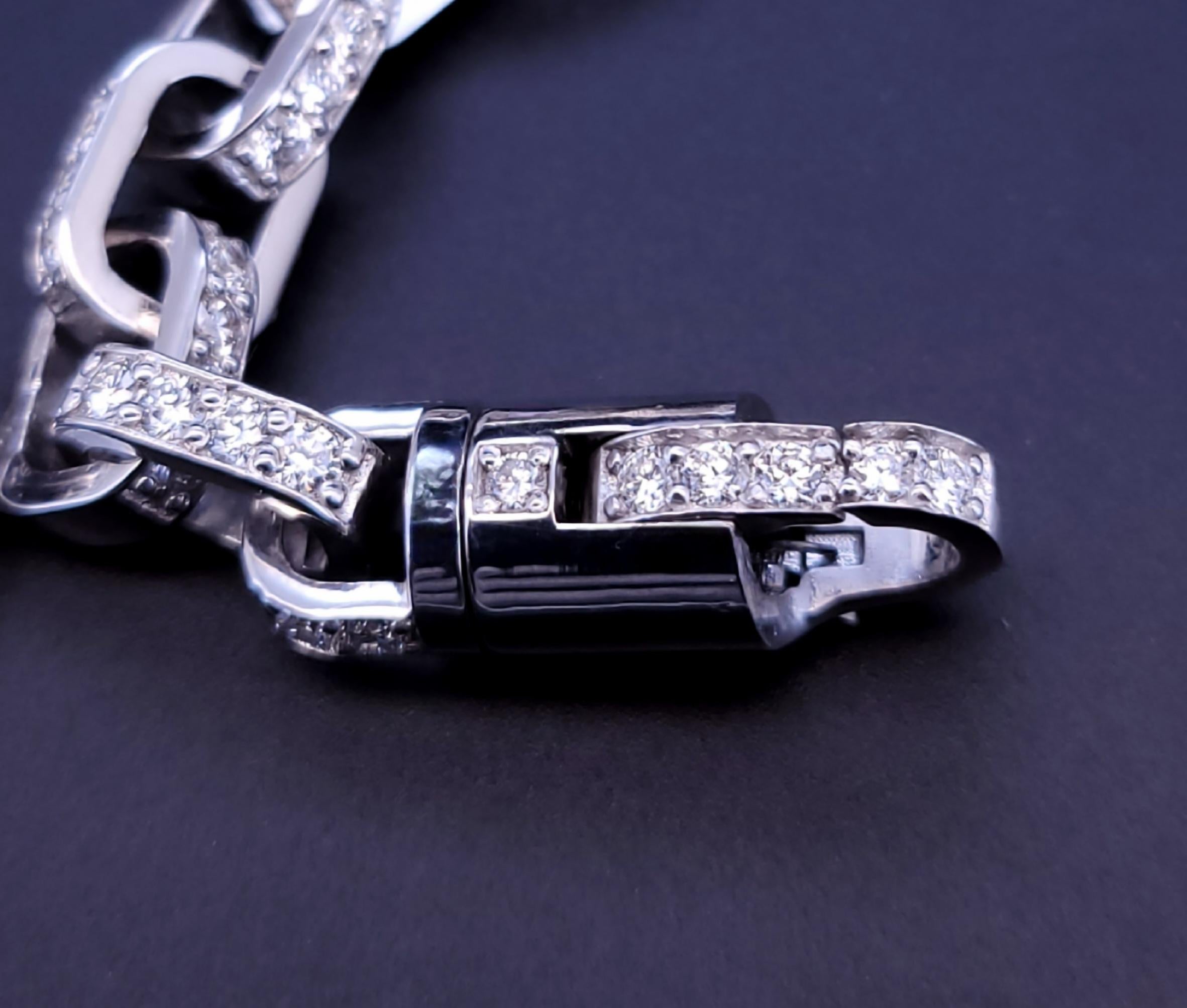 Pulsera cadena hombre 14K Oro macizo blanco 15,5ct diamantes 40gm en venta 4