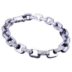 Man's Kette Armband 14K Weiß Massivgold 15,5 Karat Diamanten 40gm