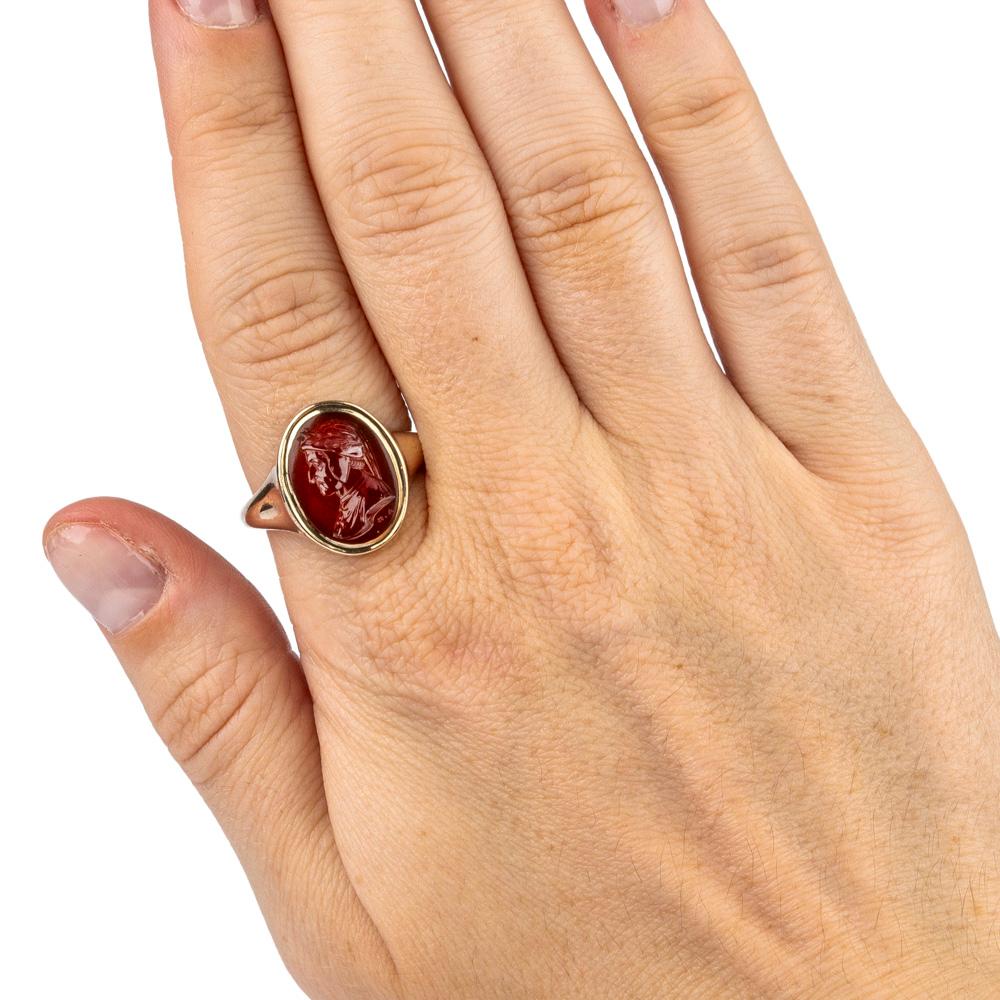 Man's Gold Carnelian Intaglio Ring of Dante by Alessandro Merli Circa 1810 1