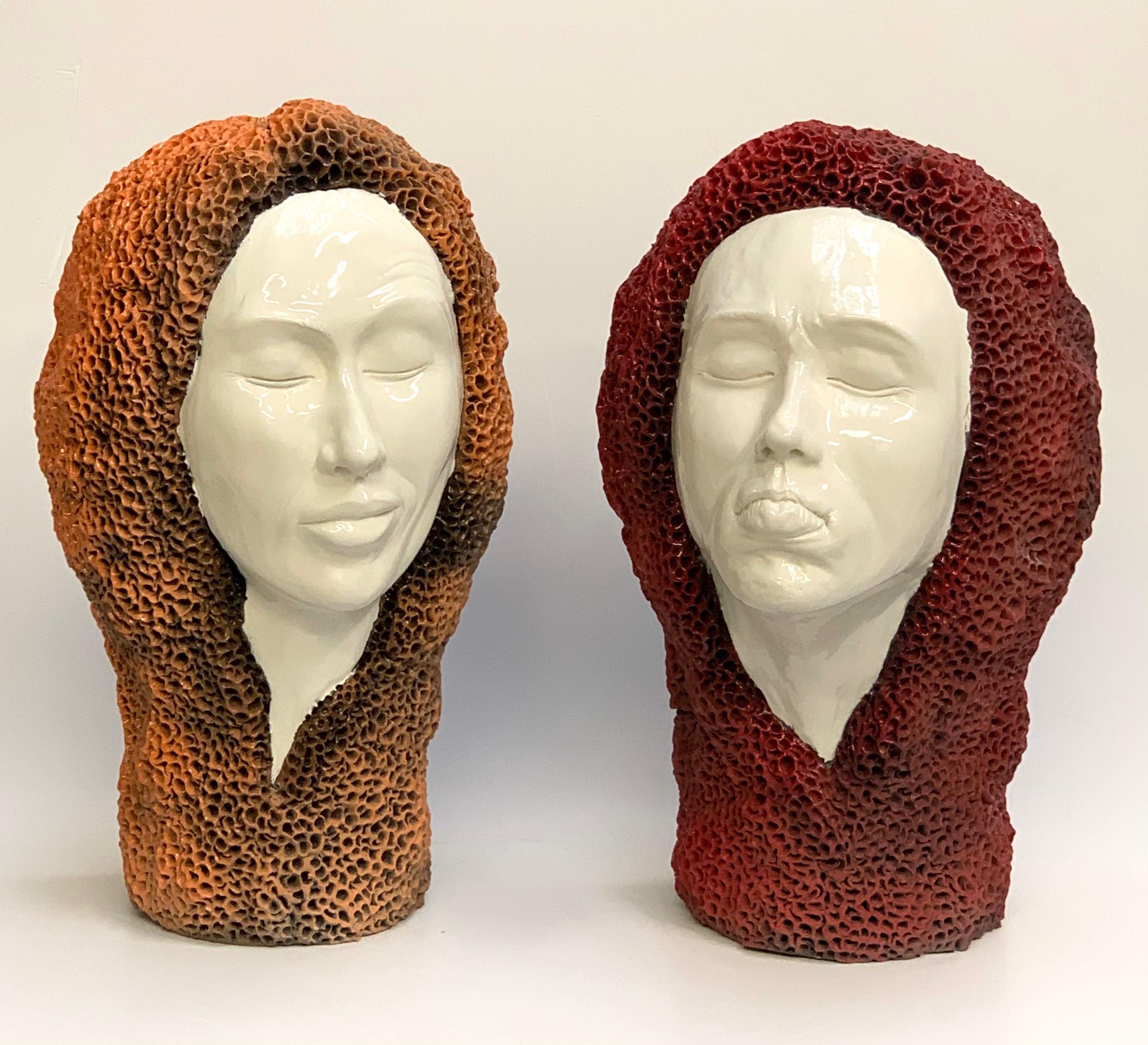 Italian Man's Head Sponge Decorative Ceramic Piece, Handmade Italy, 2021, Hand-Crafted For Sale