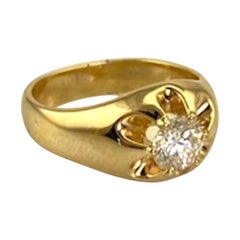 Mans Solitaire Diamond Ring .86 Carat 9.8 Grams 14 Karat Yellow Gold