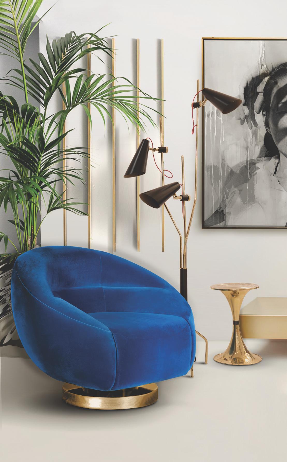 Mid-Century Modern Mansfield Armchair in Blue Velvet For Sale