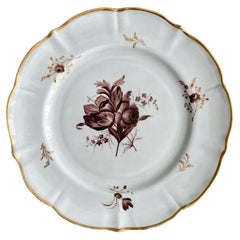 Mansfield Plate, Monochrome Sepia Ranunculus by W. Billingsley, 1799-1802 (2)