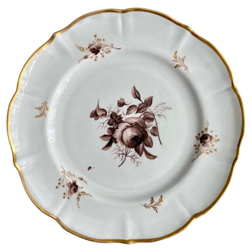 Mansfield Porcelain Plate, Monochrome Sepia Rose W. Billingsley, 1799-1802 (1)