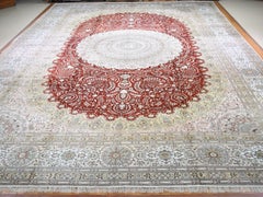 Mansion Size Sino Silk Tabriz Hand Knotted Oriental Rug