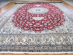 Mansion Size Wool and Silk 250 KPSI Persian Nain Hand Knotted Oriental Rug