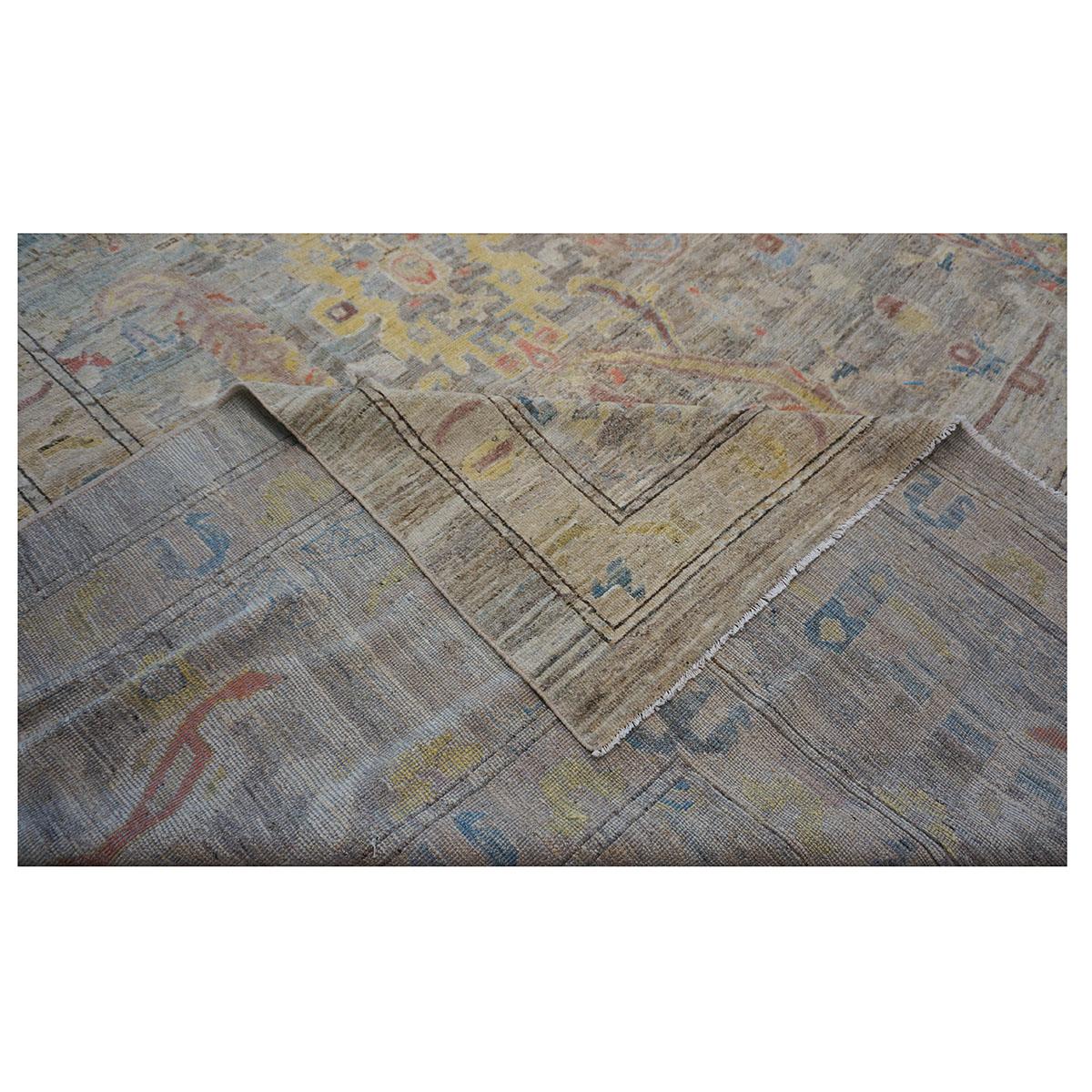 Mansion sized 21st Century Sultanabad Master 19x33 Light Blue Handmade Area Rug For Sale 6