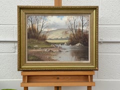 La rivière Glendun en Irlande du Nord, huile sur toile d'un artiste du XXe siècle, 1985