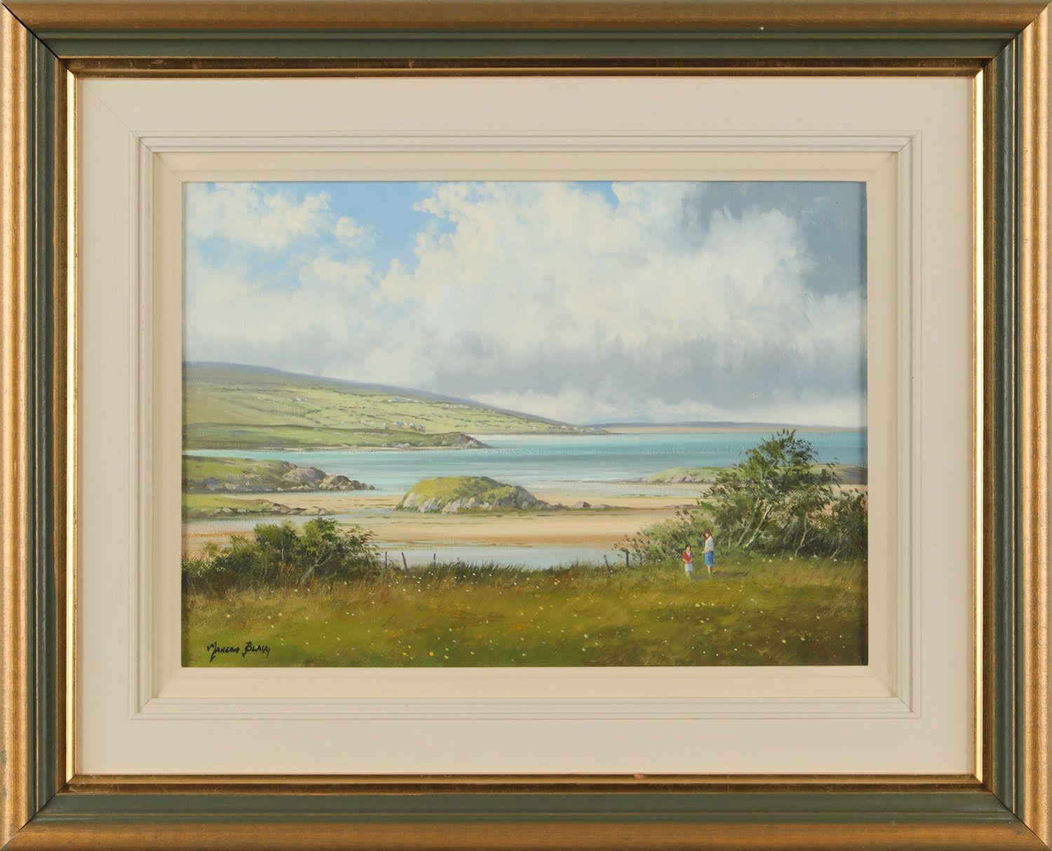 Manson Blair Figurative Painting - Mother & Child at a Beach on West Coast of Ireland by 20th Century Irish Artist