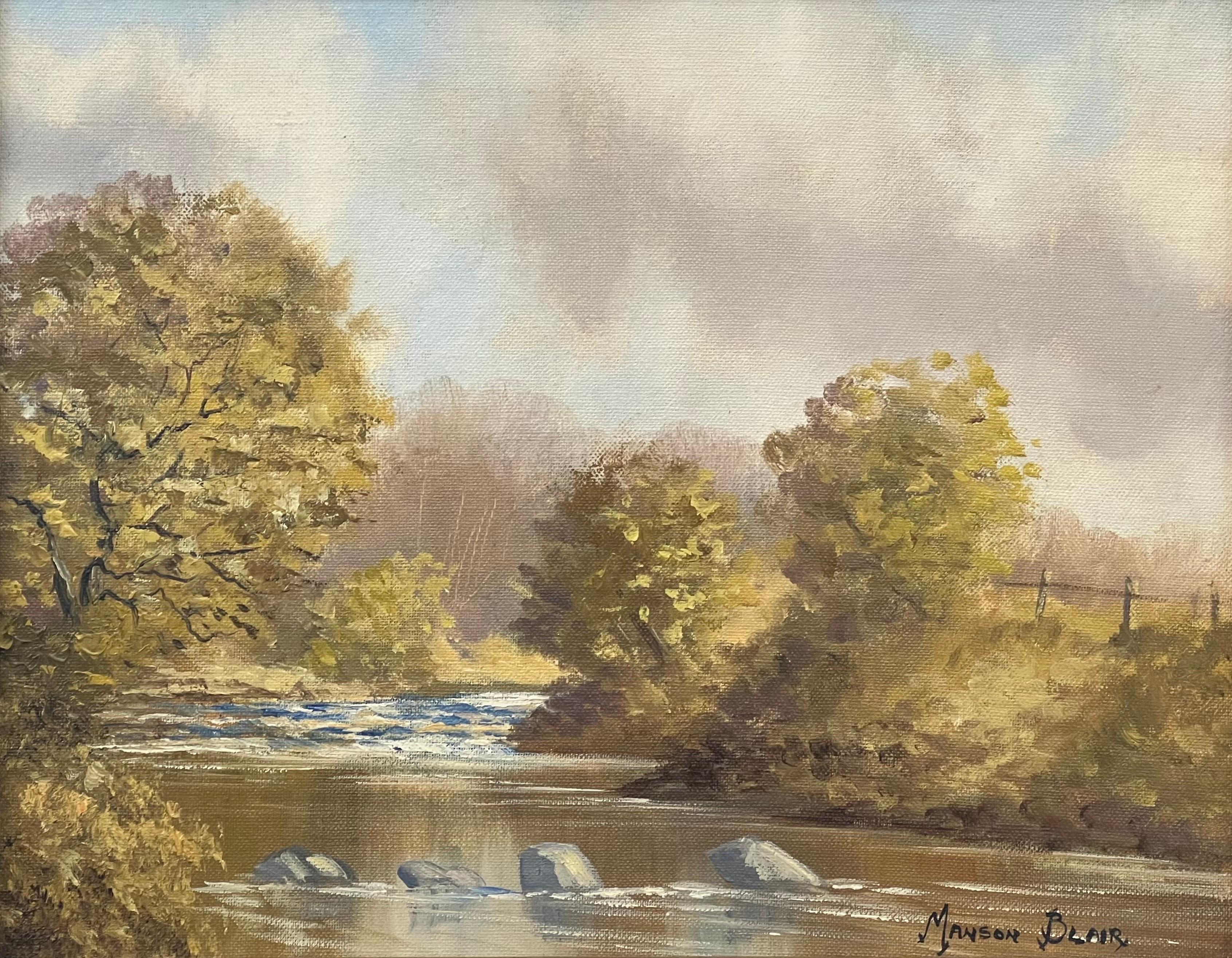 Original Oil Painting of River Landscape in Ireland by 20th Century Irish Artist For Sale 8