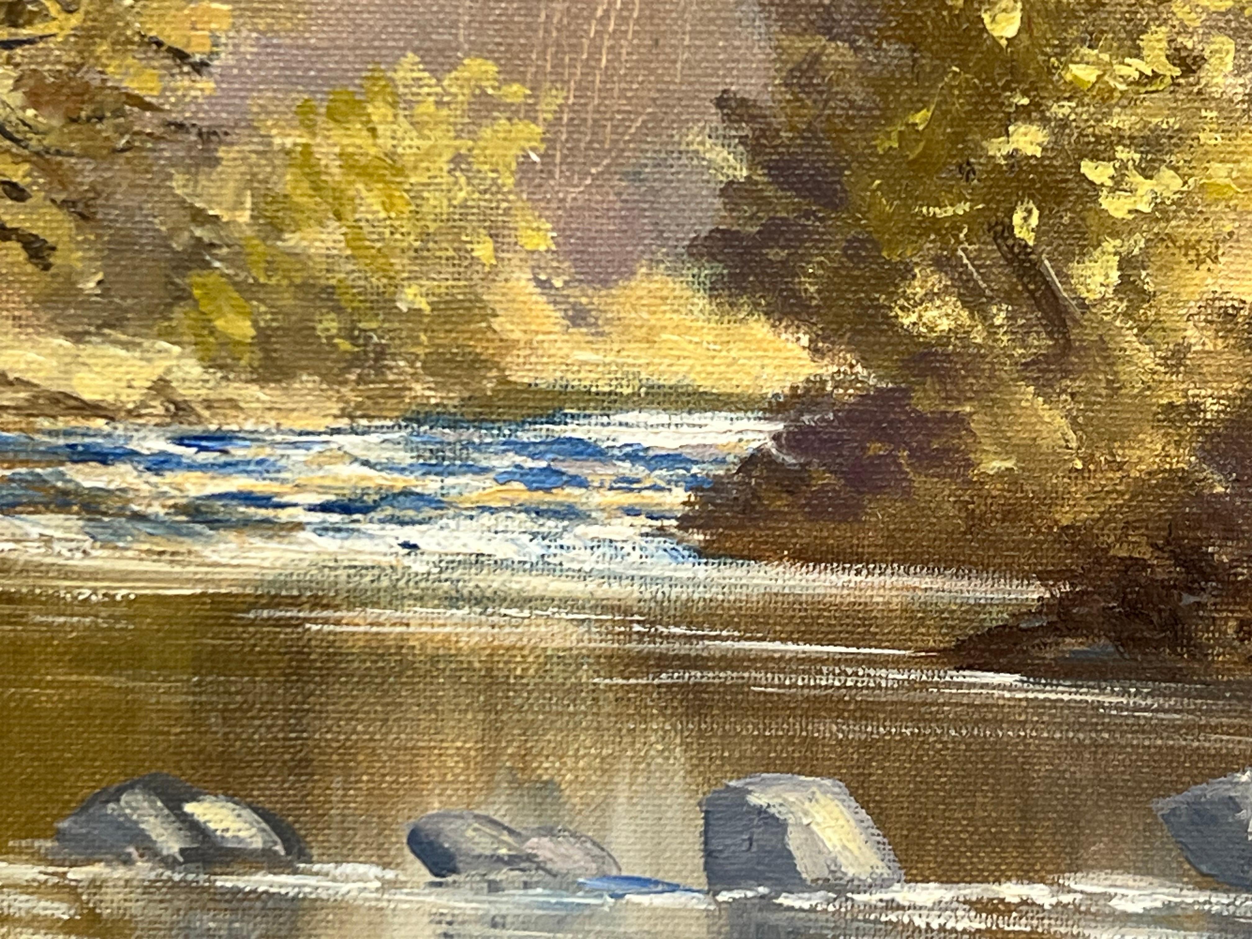 Original Oil Painting of River Landscape in Ireland by 20th Century Irish Artist For Sale 9