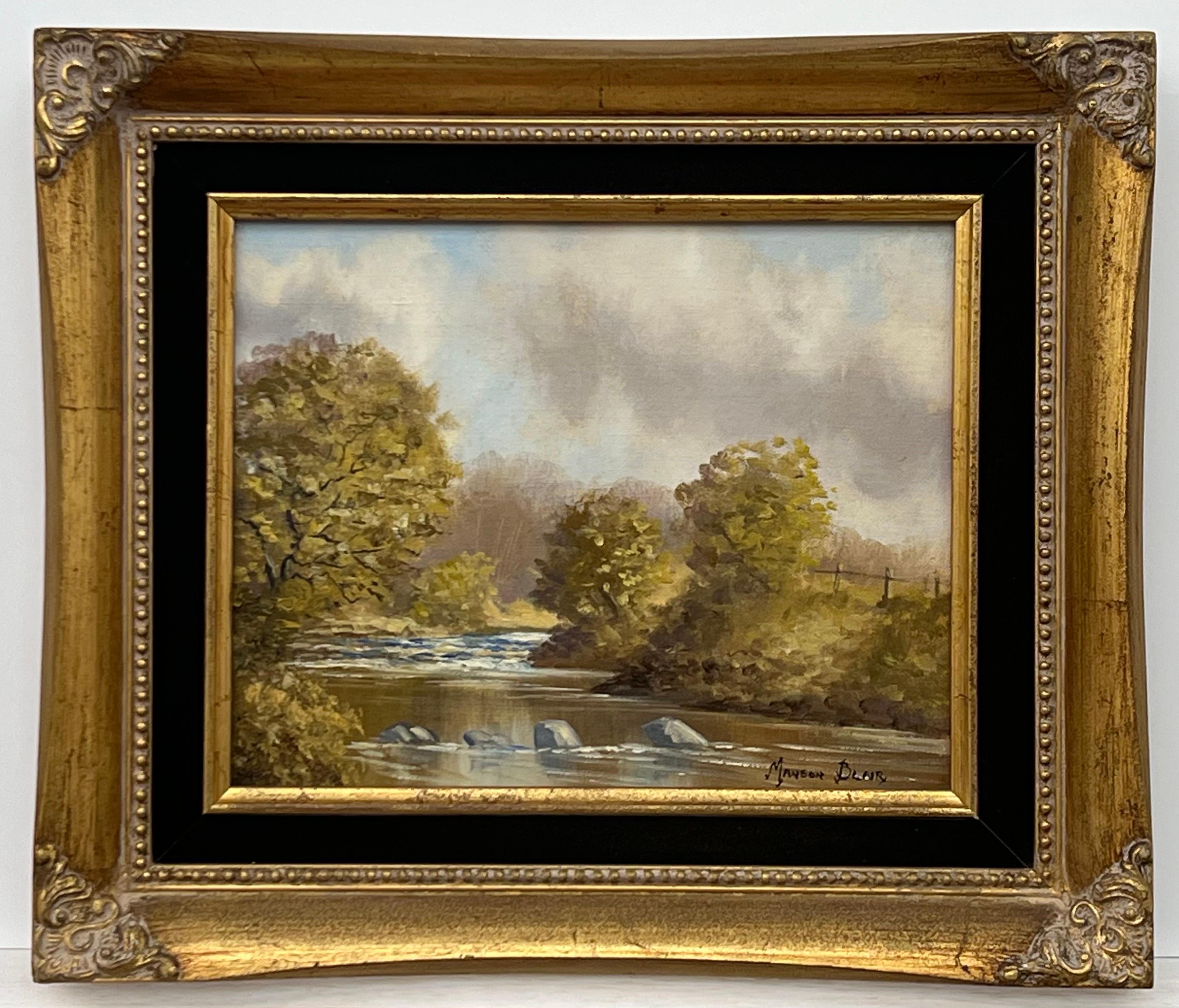 Original Oil Painting of a River Landscape in County Tyrone, Ireland, by Irish Artist, Manson Blair. Presented in the original ornate frame. 

Art measures 10 x 8 inches 
Frame measures 14 x 12 inches 

Born in 1947 near Ballyclare in Northern