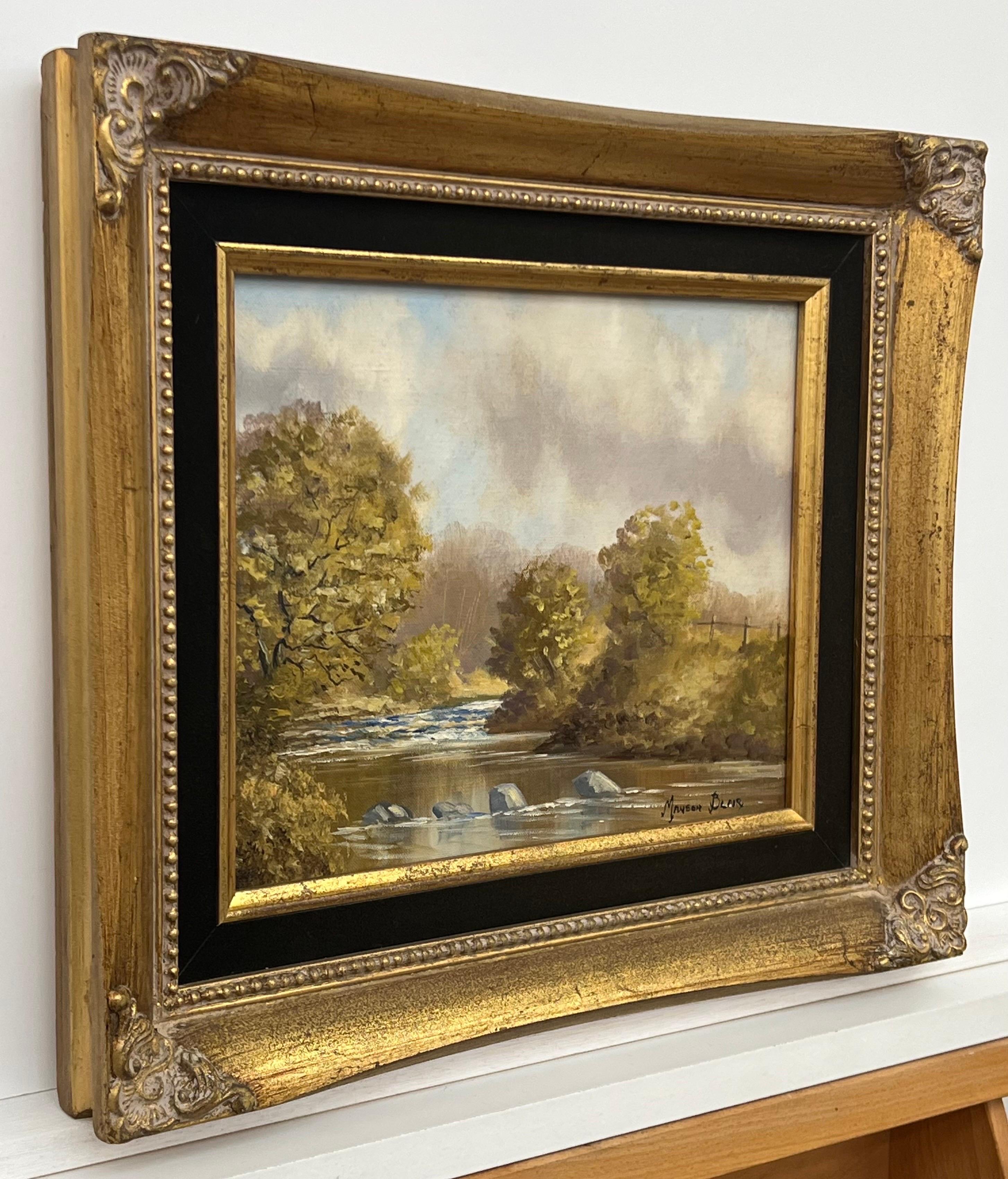 Original Oil Painting of River Landscape in Ireland by 20th Century Irish Artist For Sale 1
