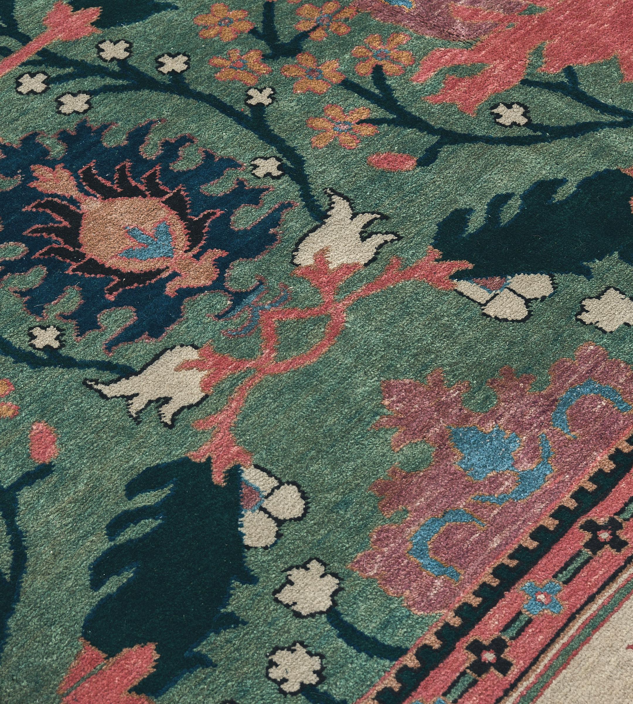 Indian Mansour Handwoven Arts & Crafts Donegal Rug For Sale