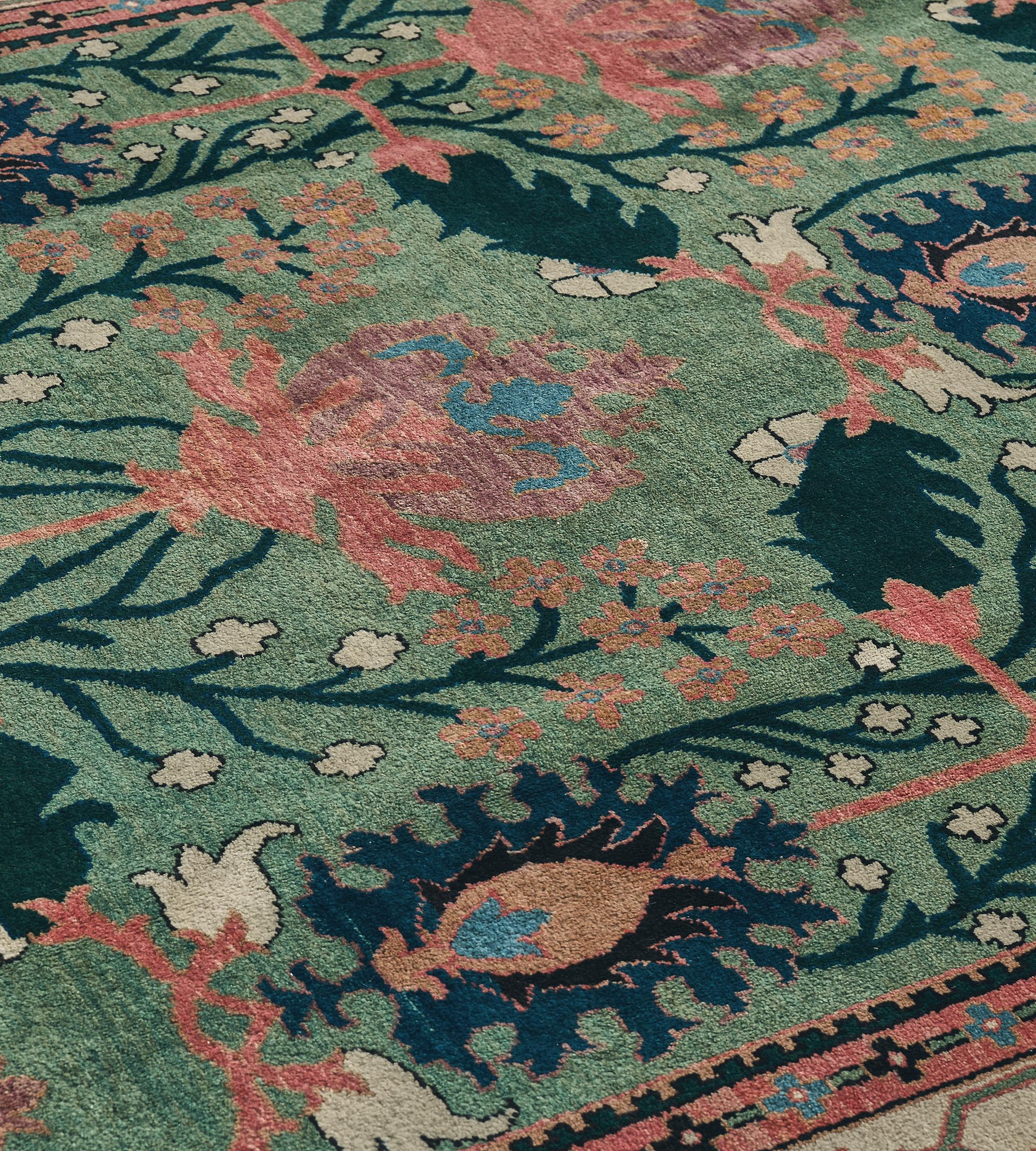 Wool Mansour Handwoven Arts & Crafts Donegal Rug For Sale