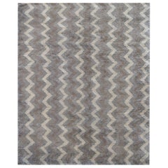 Mansour Modern Handwoven Mohair Wool Zig Zag Rug