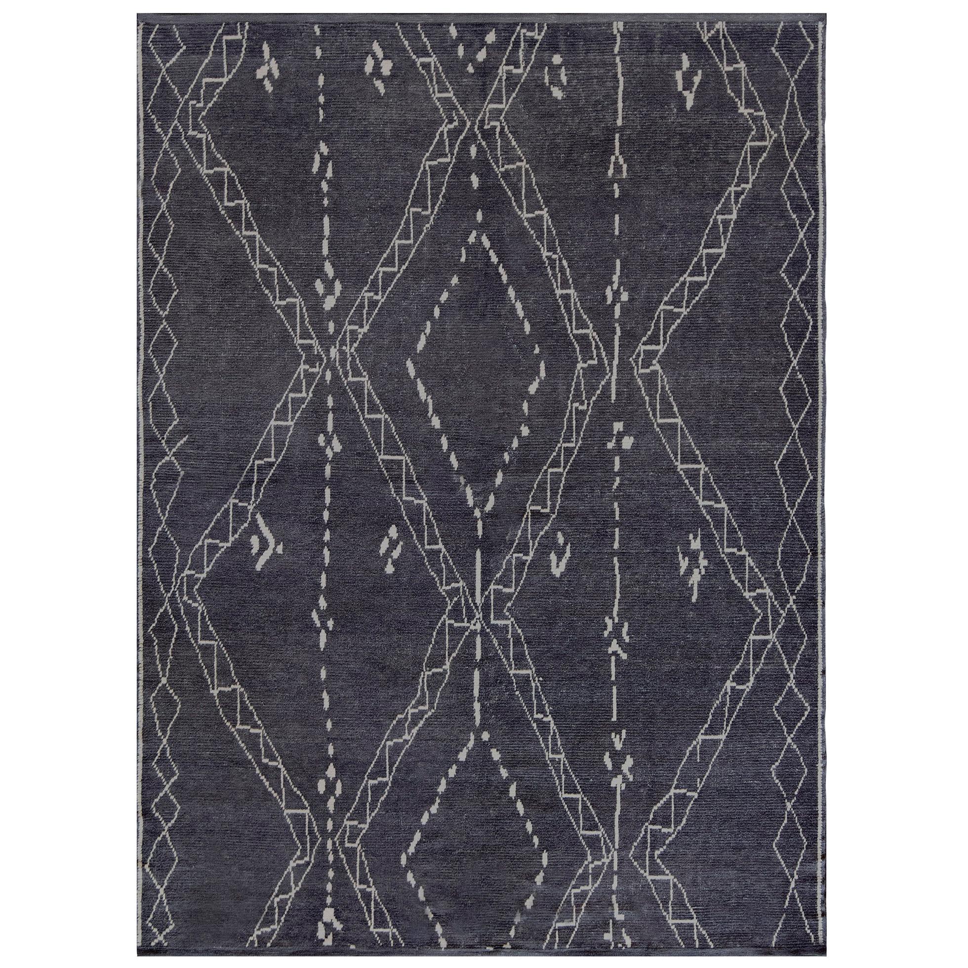 Mansour Modern Handwoven Moroccan Inspired Wool Rug For Sale