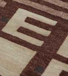 Brown Graphic Hand-woven Swedish-Inspired Contemporary Wool Rug