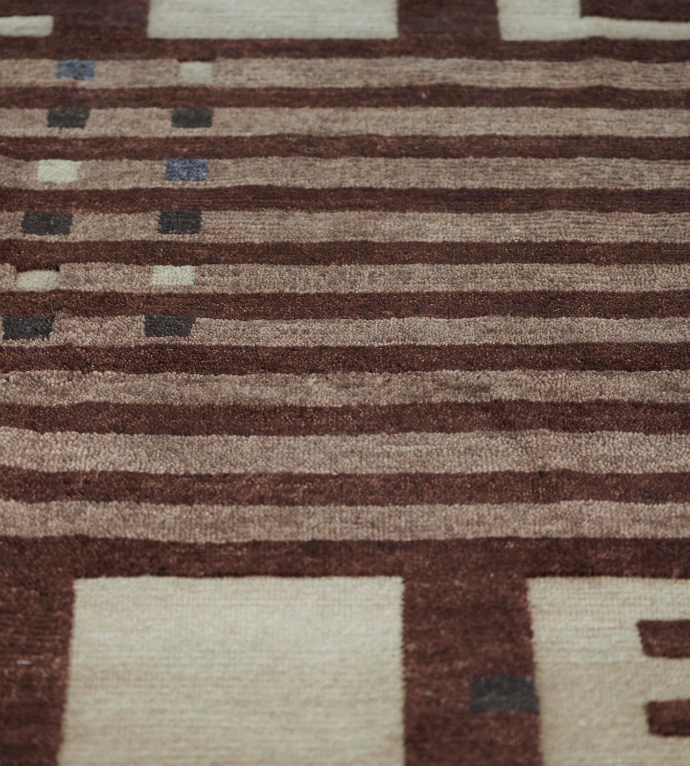 Hand-Woven Handwoven Swedish Inspired Contemporary Wool Rug For Sale
