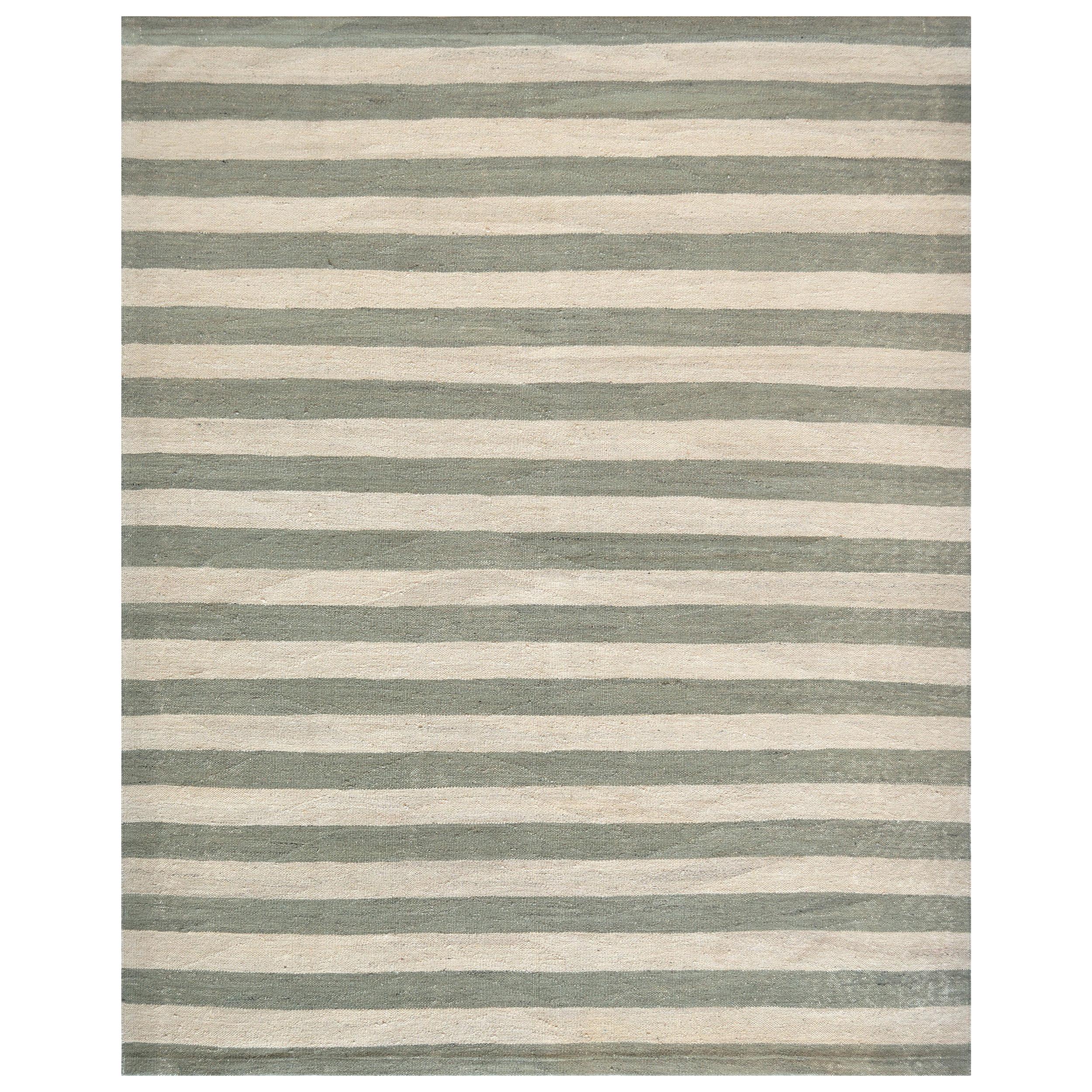 Mansour Modern Swedish Inspired Handwoven Wool Flat-Weave Rug For Sale