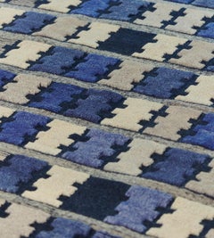 Mansour Modern Blue Swedish-Inspired Hand-woven Wool Rug