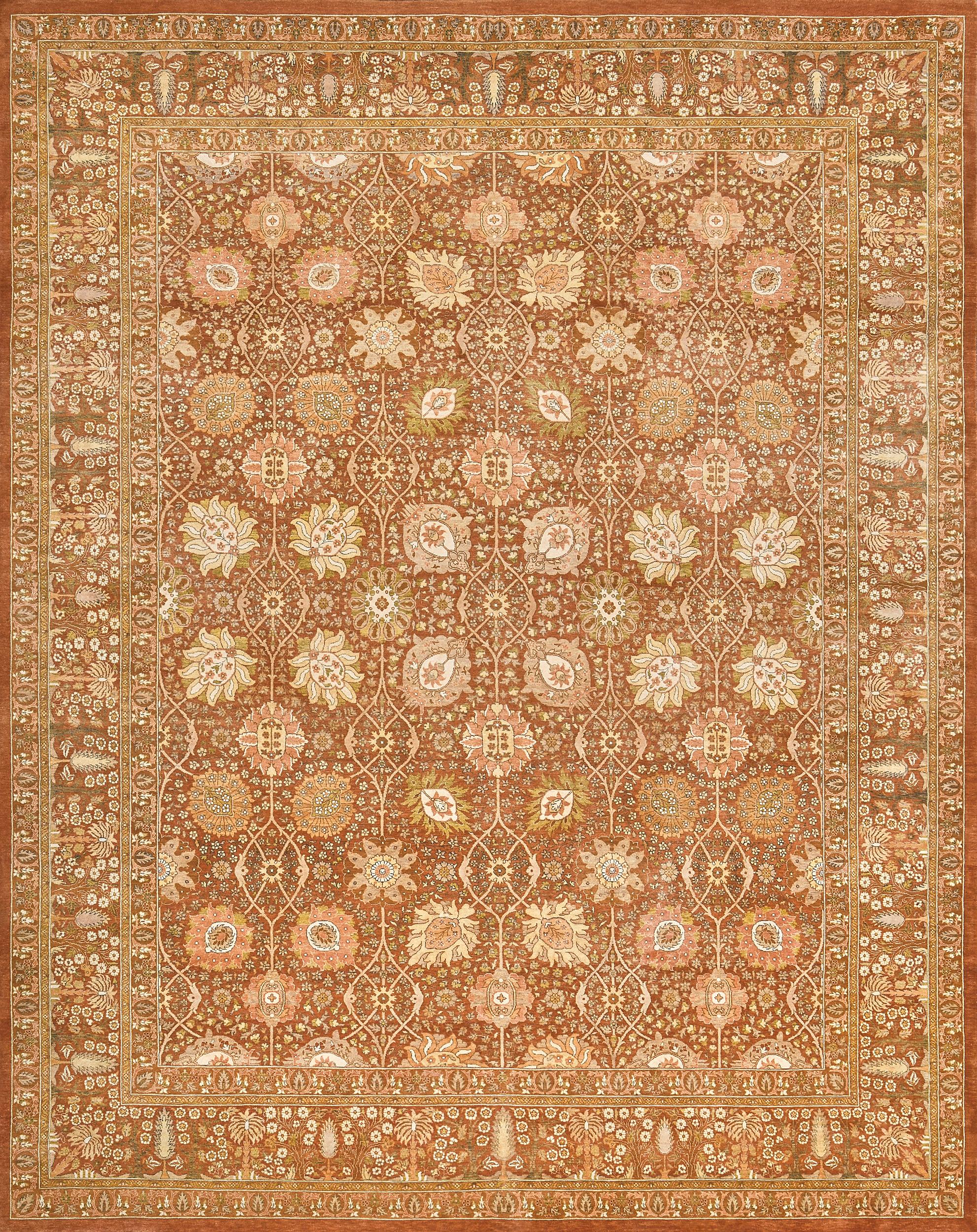 Hand knotted by master weavers in Pakistan, this beautiful brand new work of art features an exceptional workmanship and color combination. Made of 100% natural wool and dyes.