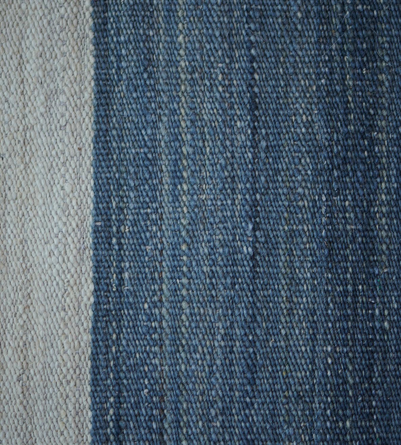 Mansour Modern Wool Handwoven Flat-Weave Striped Rug In New Condition For Sale In West Hollywood, CA
