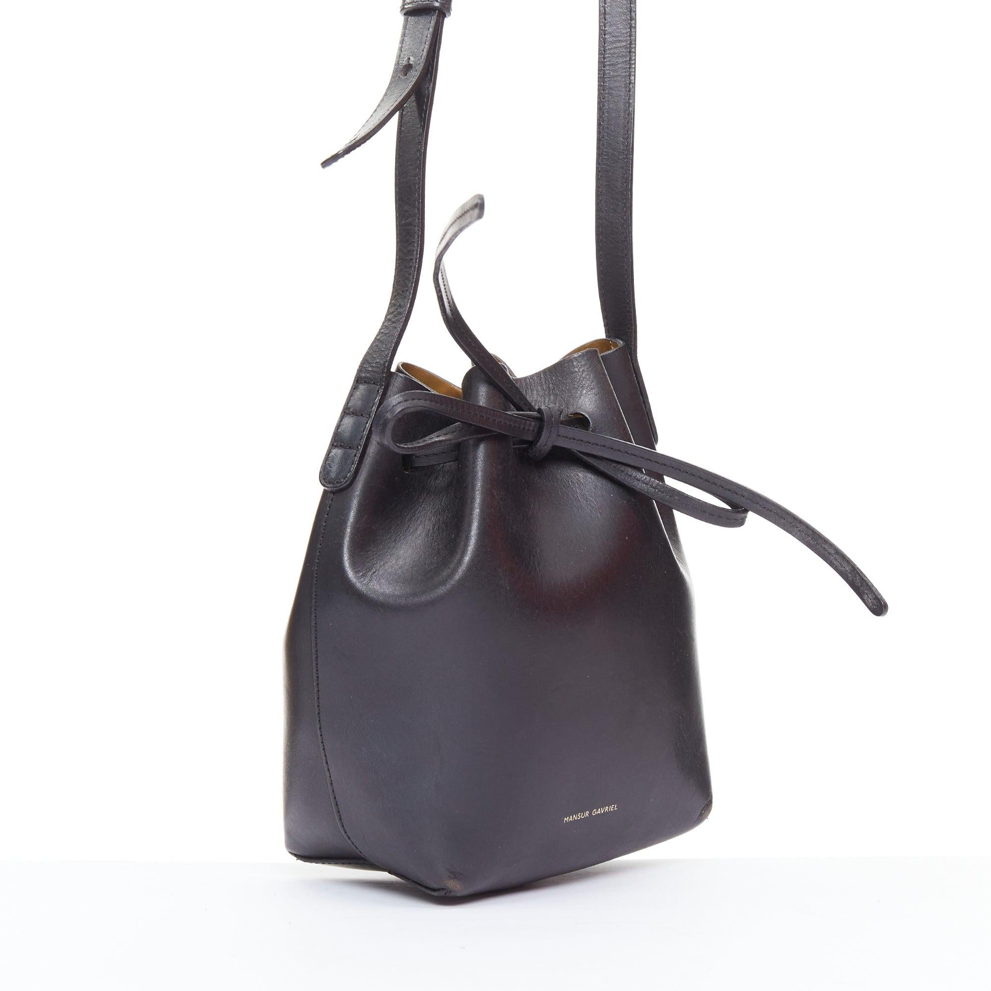 Black MANSUR GAVRIEL 2015 black smooth leather gold studs mini bucket bag For Sale