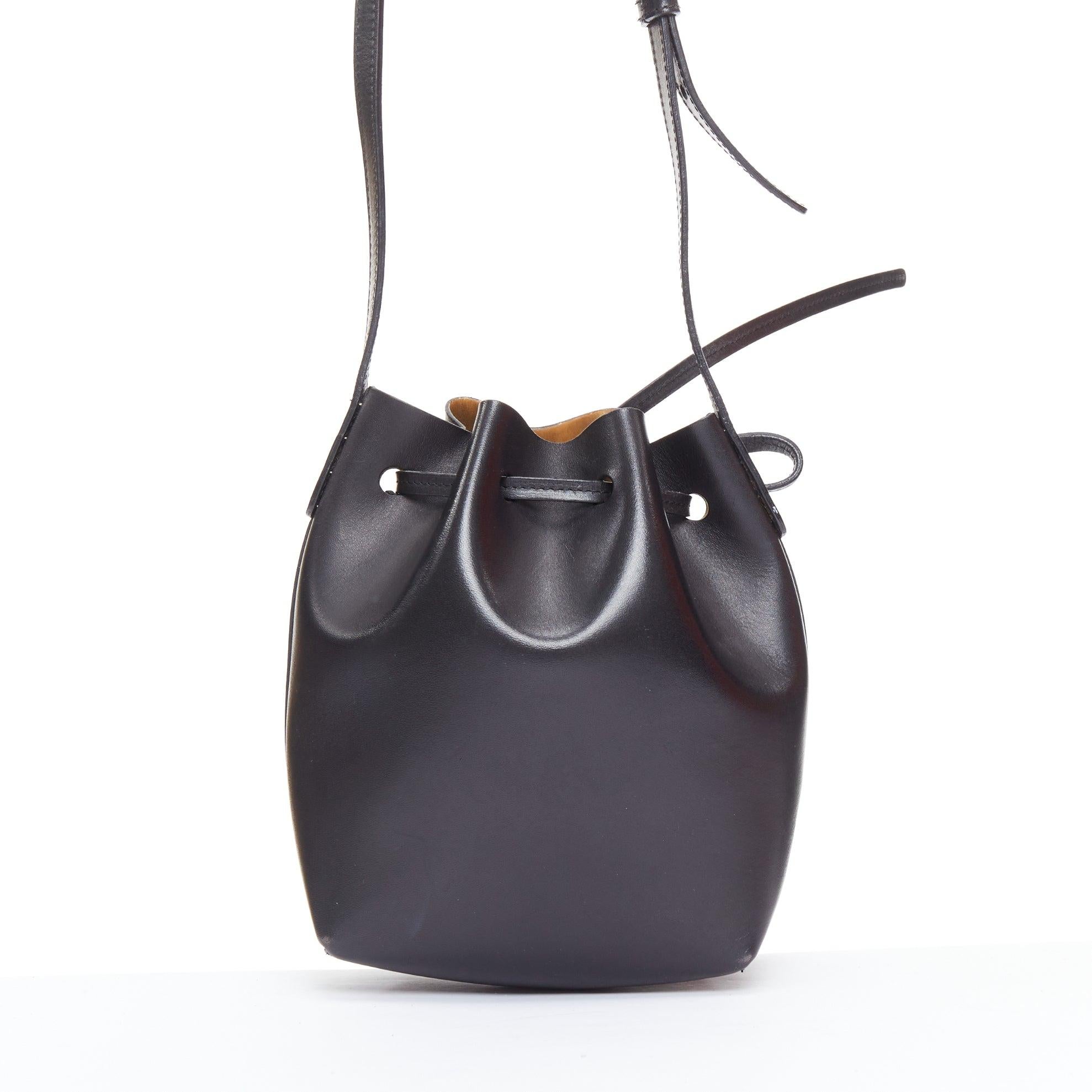 Women's MANSUR GAVRIEL 2015 black smooth leather gold studs mini bucket bag For Sale