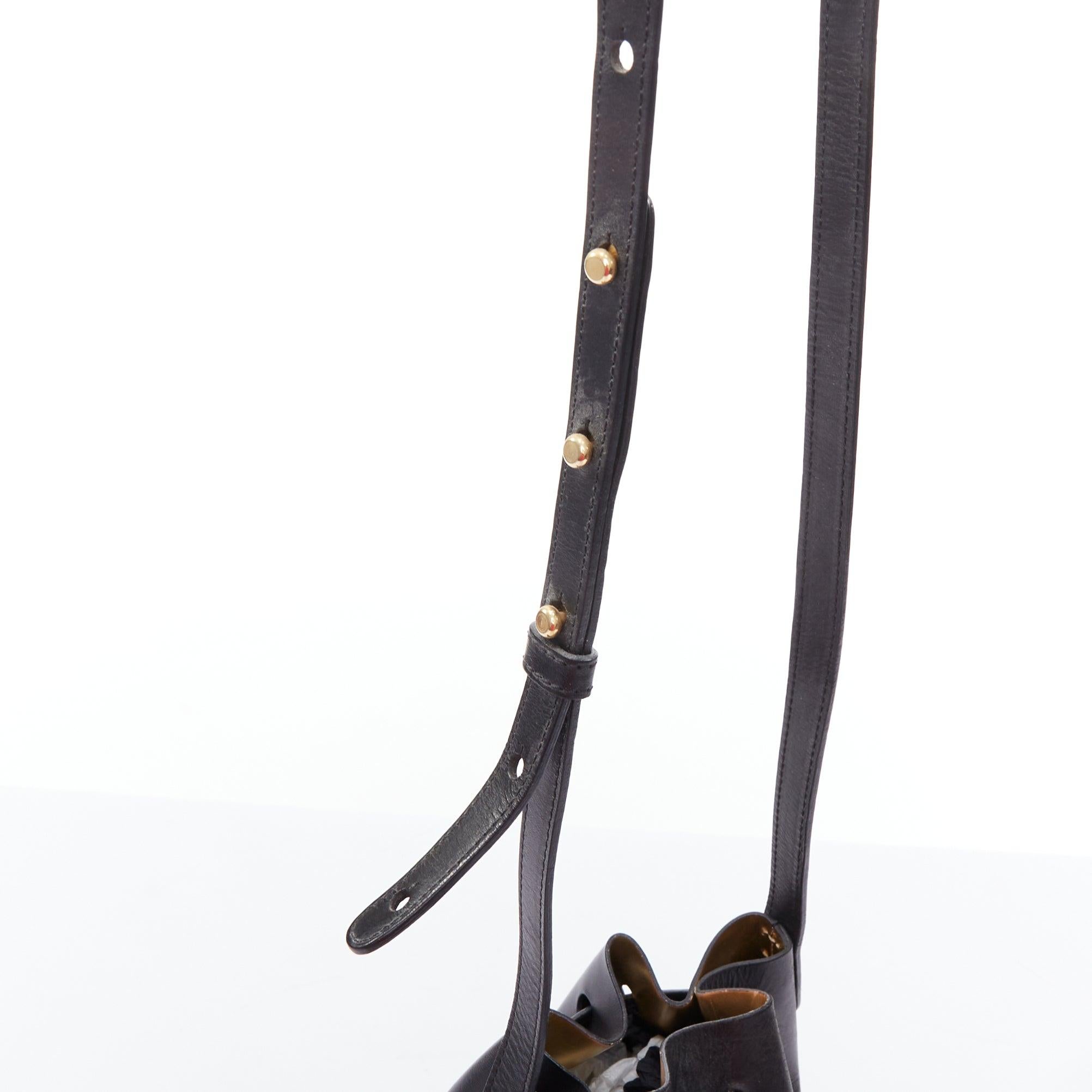 MANSUR GAVRIEL 2015 black smooth leather gold studs mini bucket bag For Sale 2