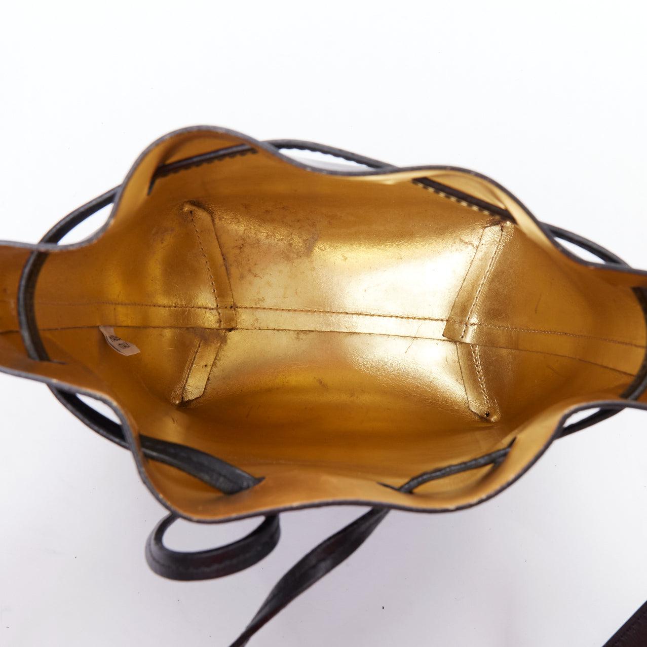 MANSUR GAVRIEL 2015 black smooth leather gold studs mini bucket bag For Sale 4