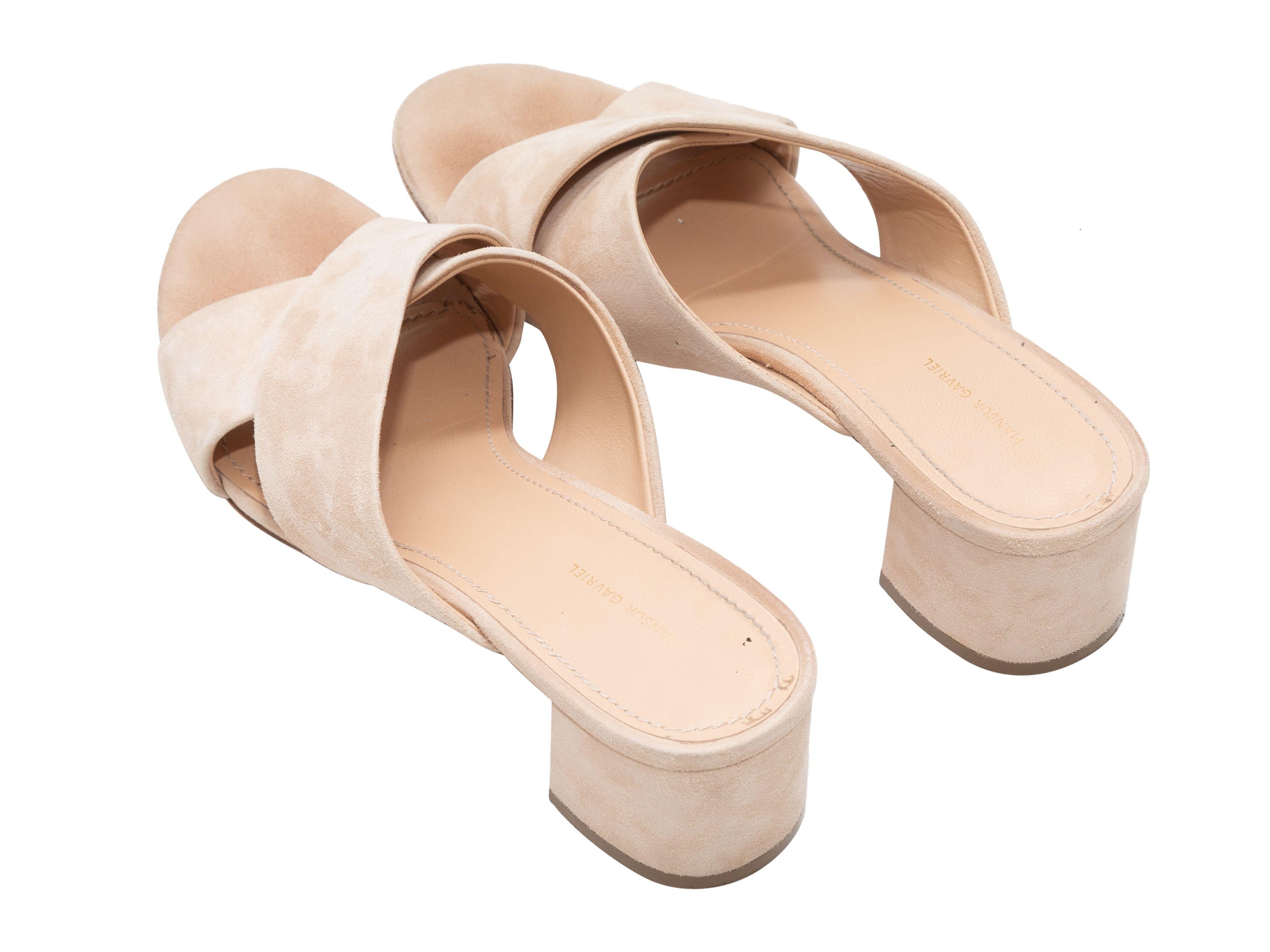 Women's Mansur Gavriel Beige Suede Heeled Slide Sandals For Sale