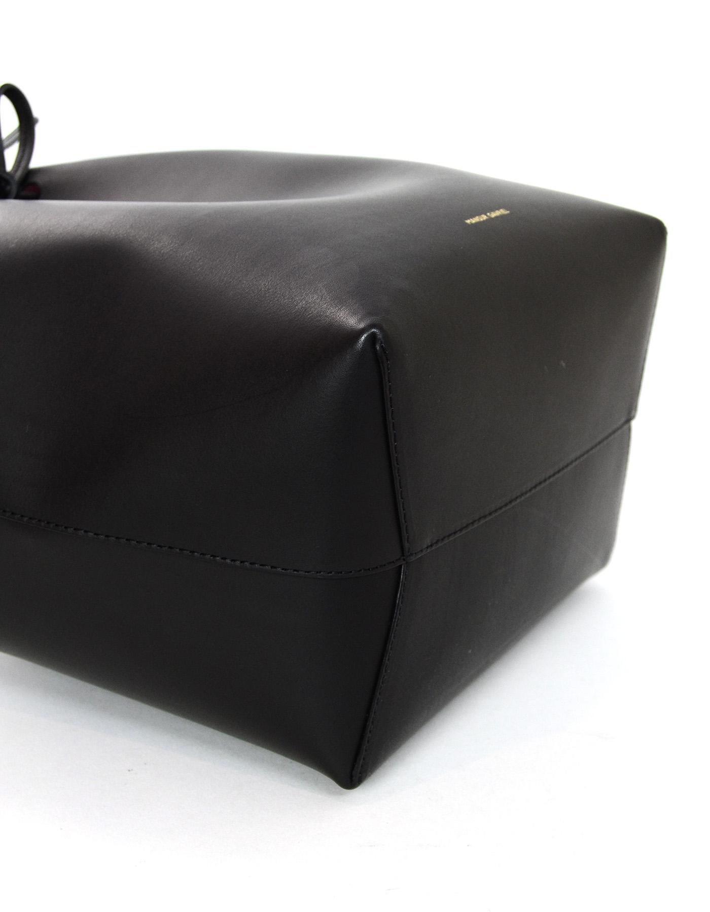 Mansur Gavriel Black/Dolly Pink Interior Leather Large Bucket Bag With Insert In Excellent Condition In New York, NY
