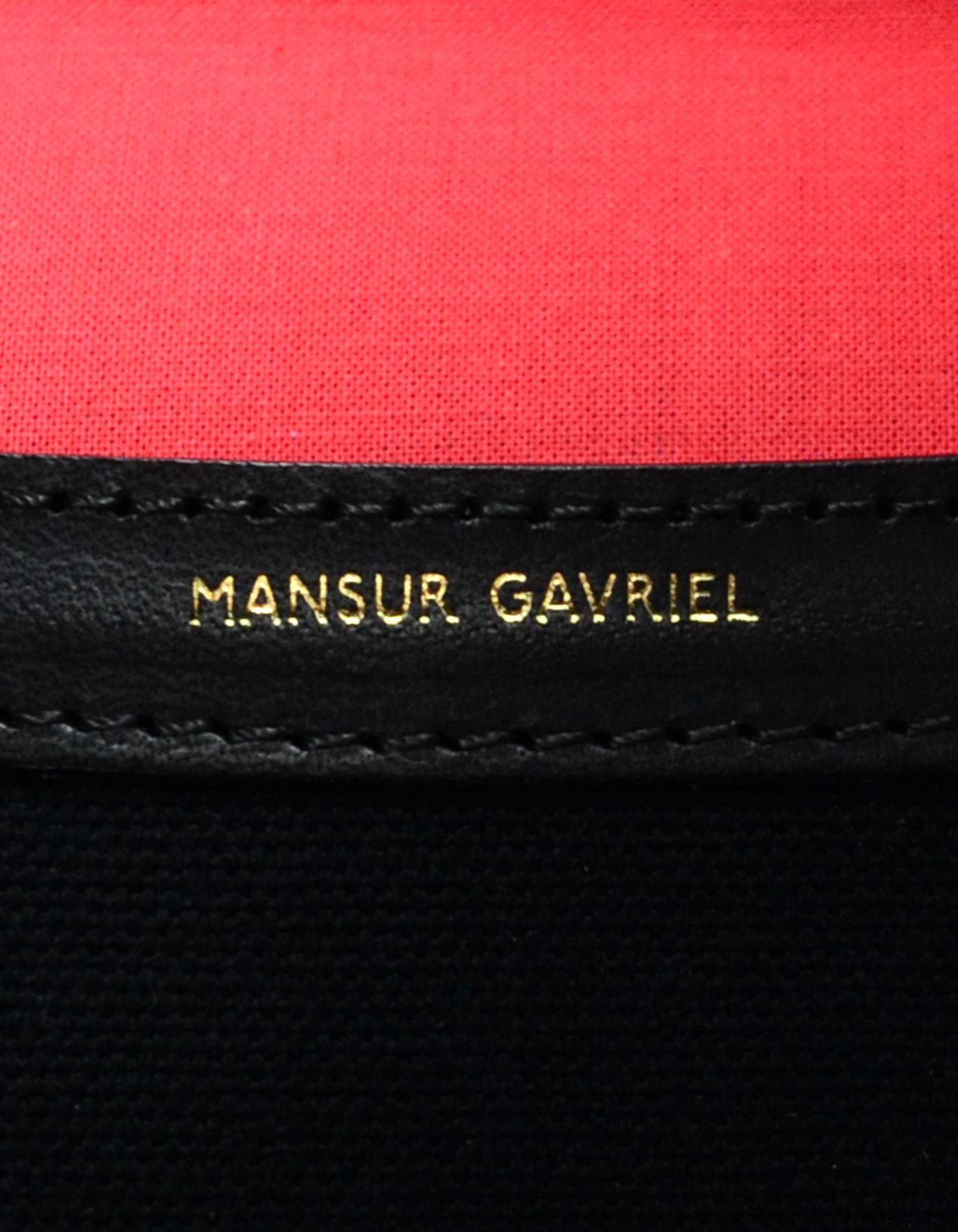 Women's Mansur Gavriel Black/Flamma Red Canvas Envelope Clutch W/ Leather Trim