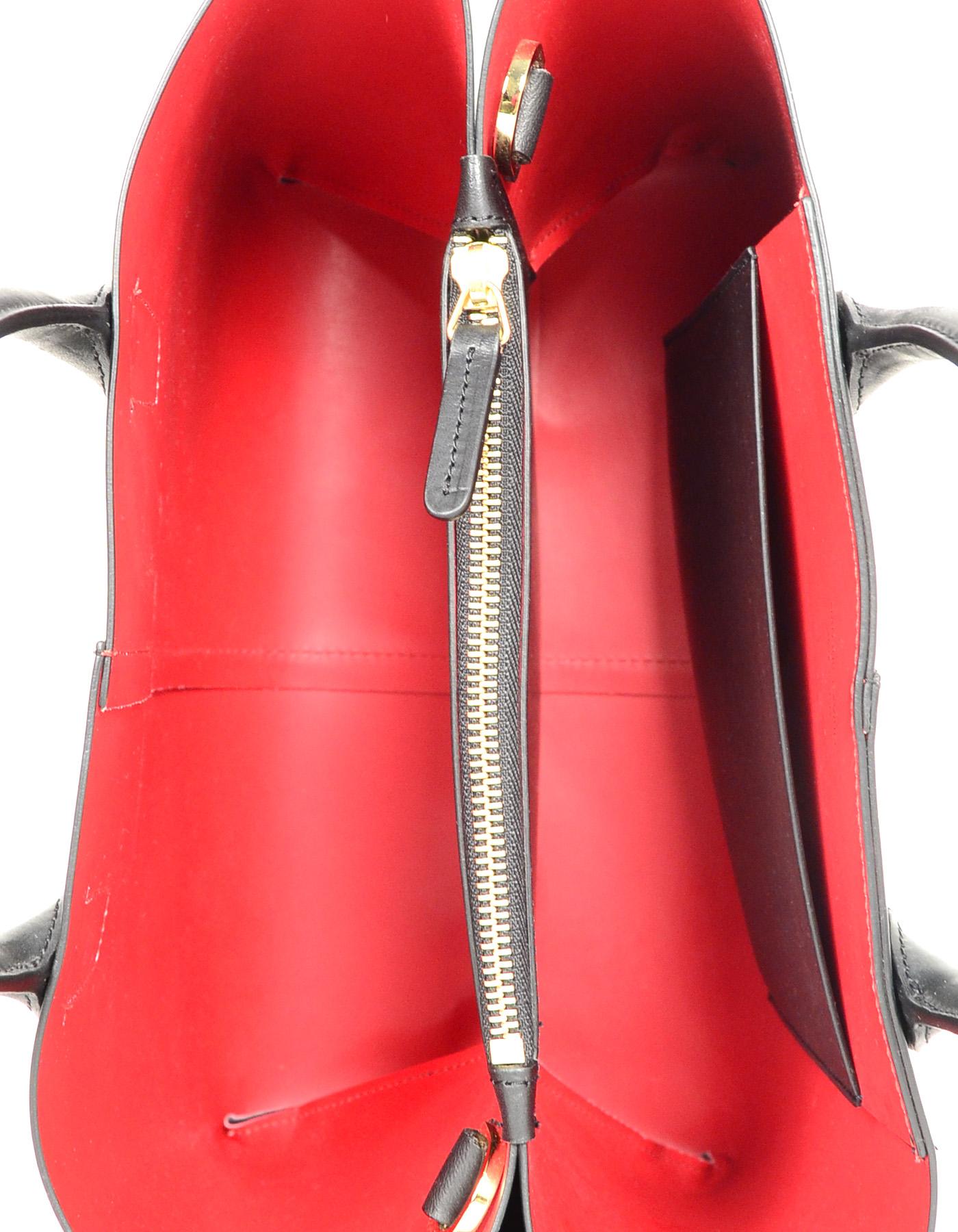 Mansur Gavriel Black/Flamma Red Leather Mini Folded Bag W/ Strap 5