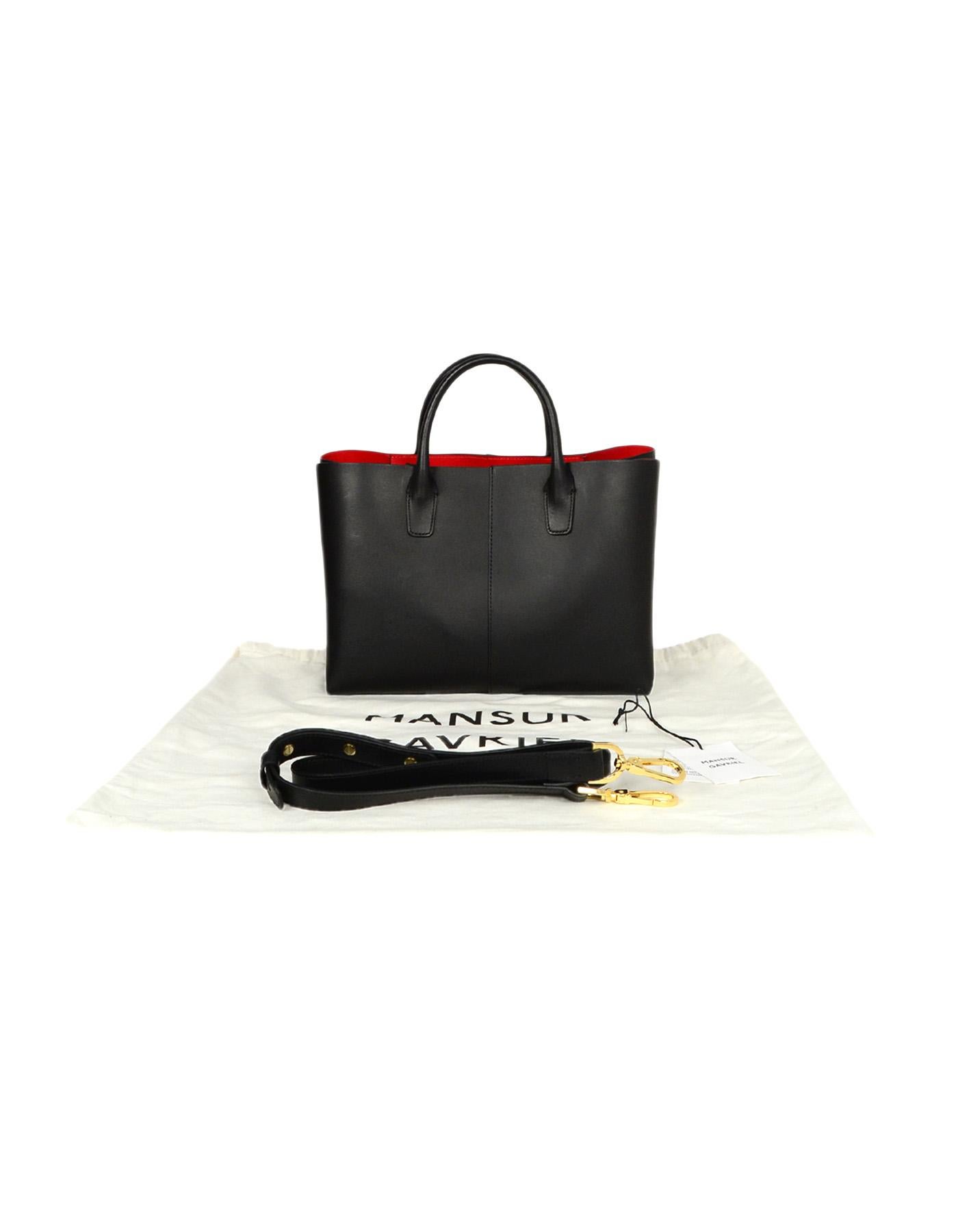 Mansur Gavriel Black/Flamma Red Leather Mini Folded Bag W/ Strap 6