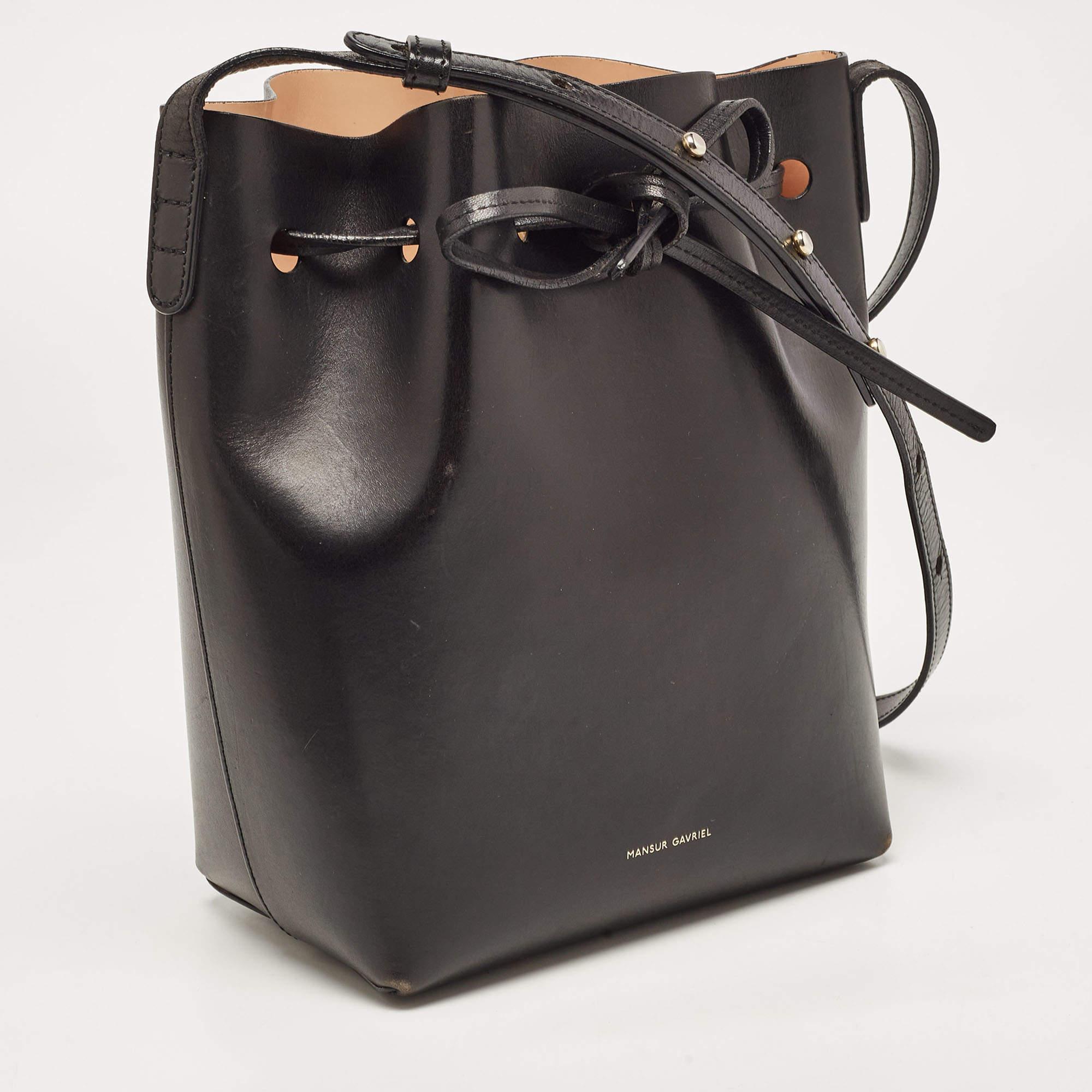 Mansur Gavriel Bolso de piel negro con asa de cordón Negro en venta