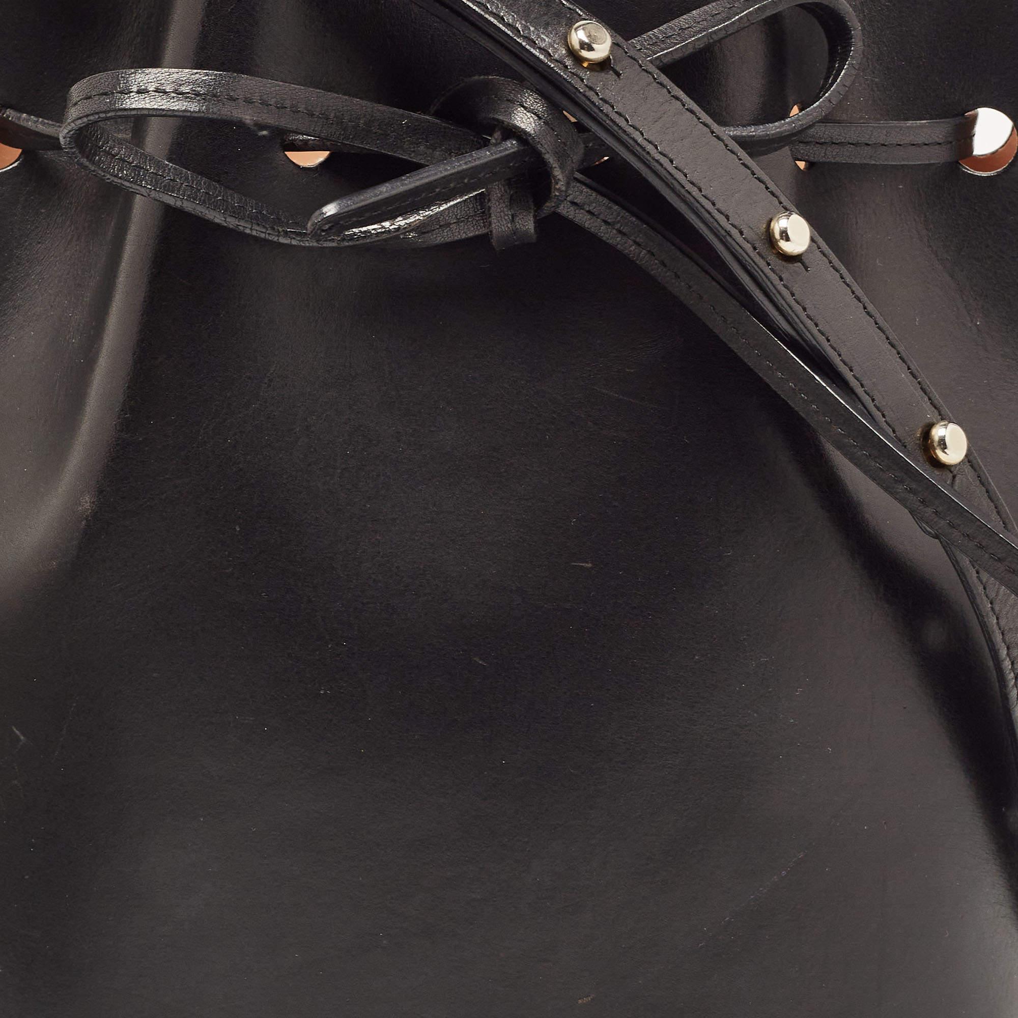Mansur Gavriel Bolso de piel negro con asa de cordón en venta 1