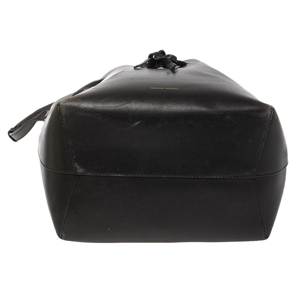 Mansur Gavriel Black Leather Drawstring Bucket Bag 2