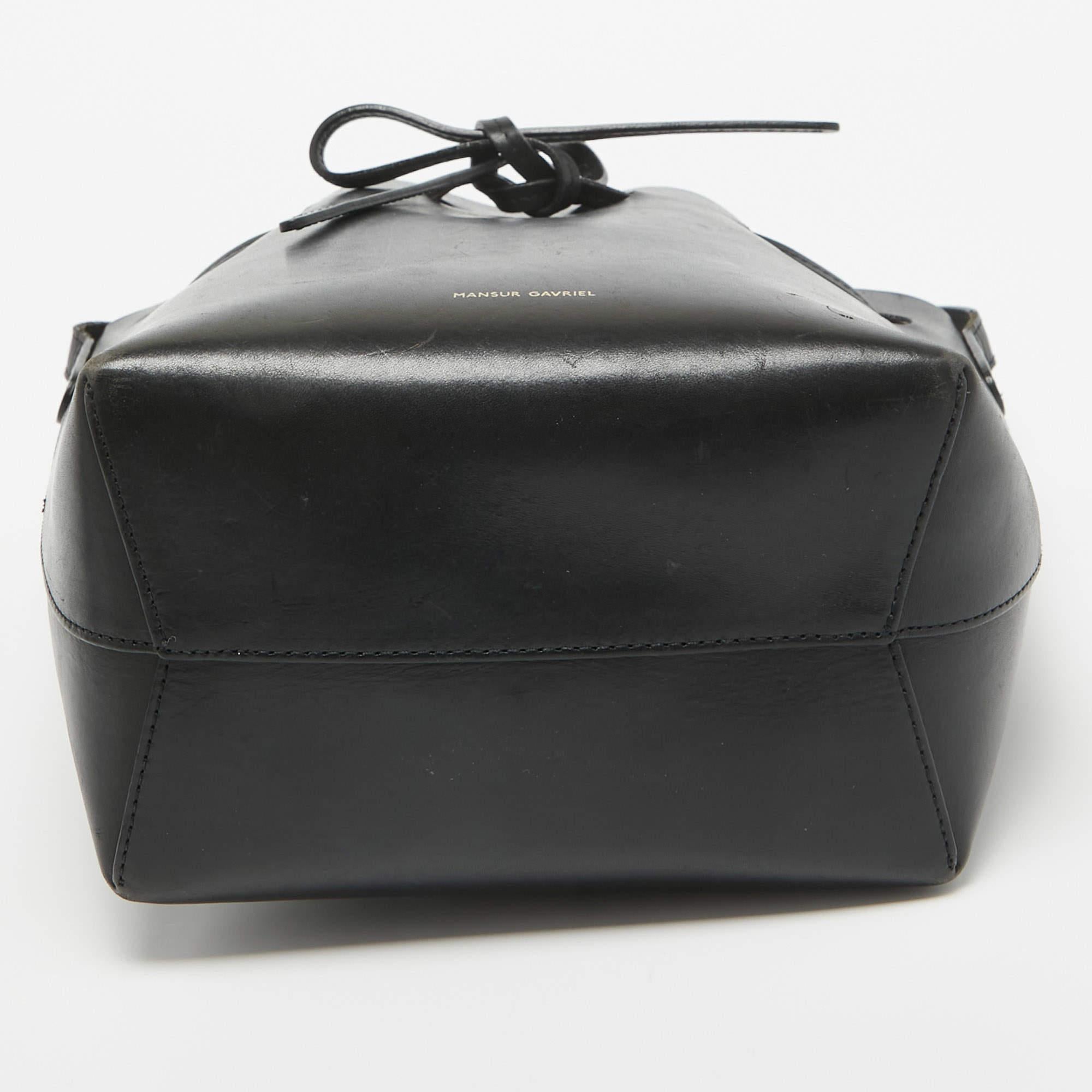 Mansur Gavriel Black Leather Mini Bucket Bag 5
