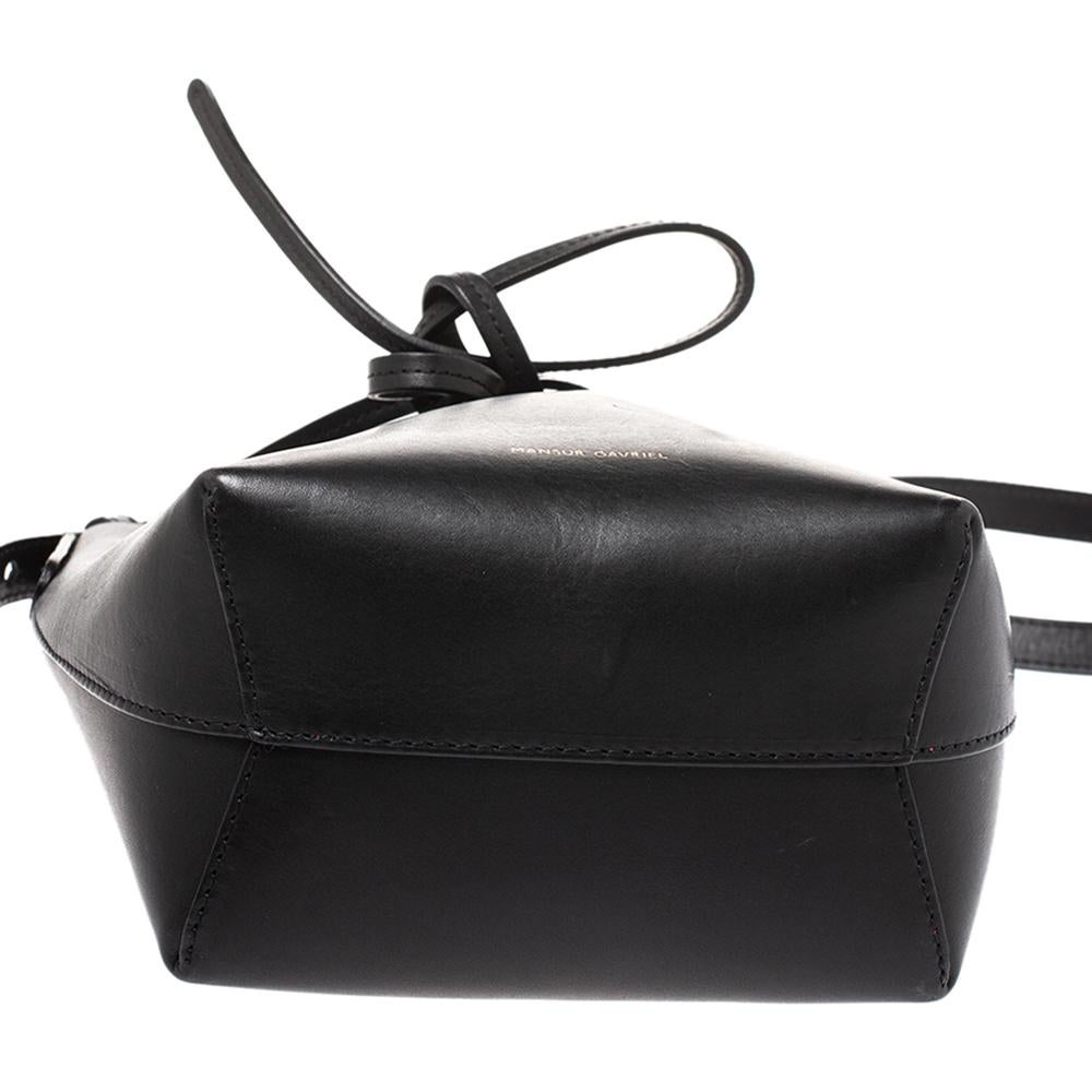 Mansur Gavriel Black Leather Mini Drawstring Bag 1