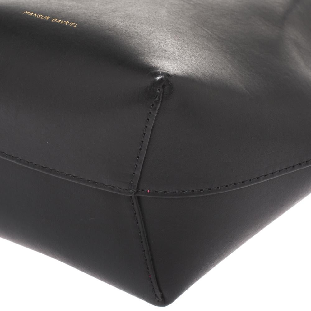 Mansur Gavriel Black Leather Mini Drawstring Bag 3