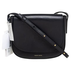 Used Mansur Gavriel Black Leather Mini Flap Crossbody Bag