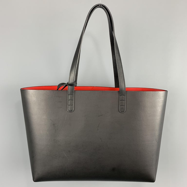 MANSUR GAVRIEL Black Leather Red Interior Tote Bag at 1stDibs | black ...