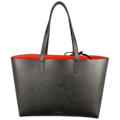 Used MANSUR GAVRIEL Black Leather Red Interior Tote Bag