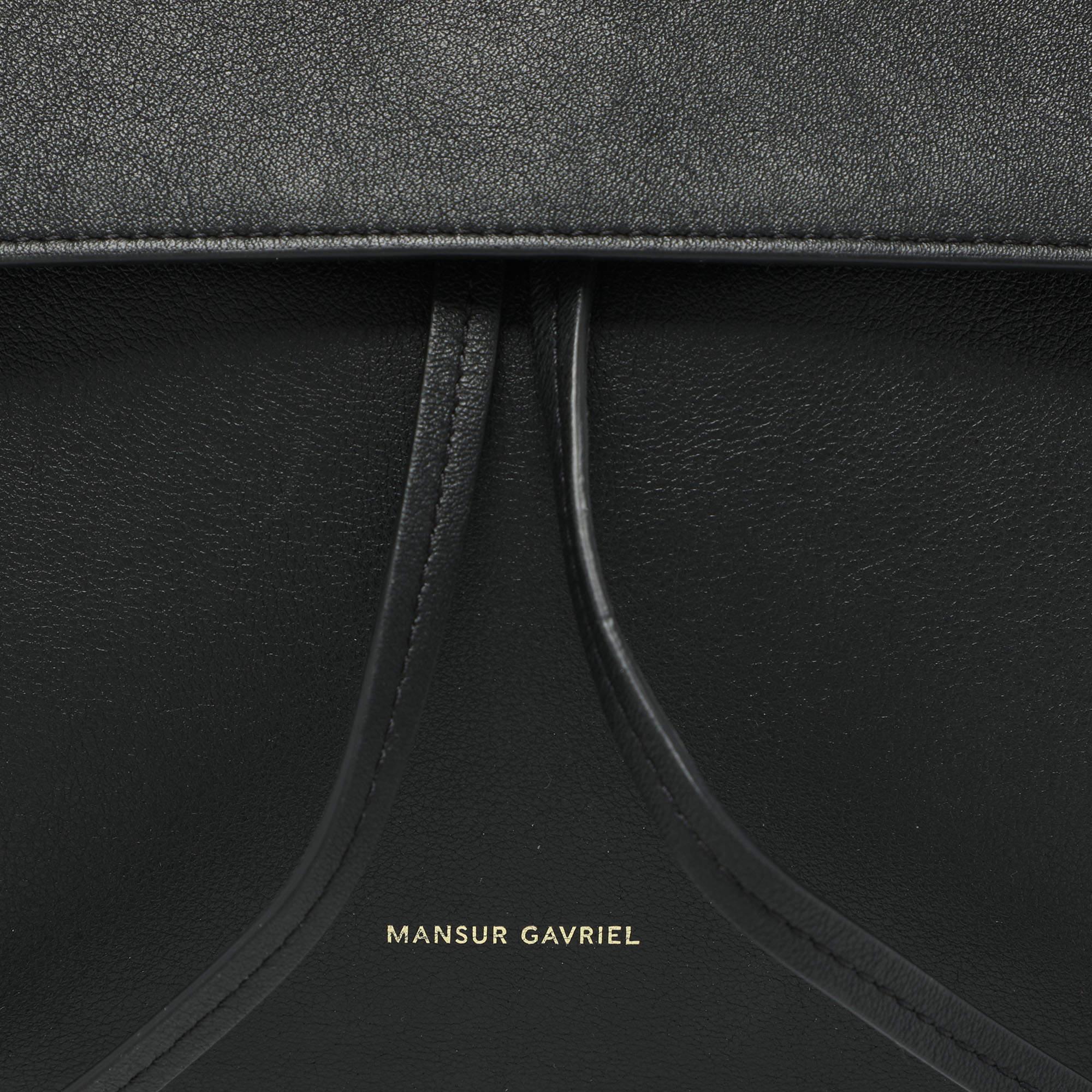 Mansur Gavriel Black Leather Soft Lady Drawstring Flap Shoulder Bag 1