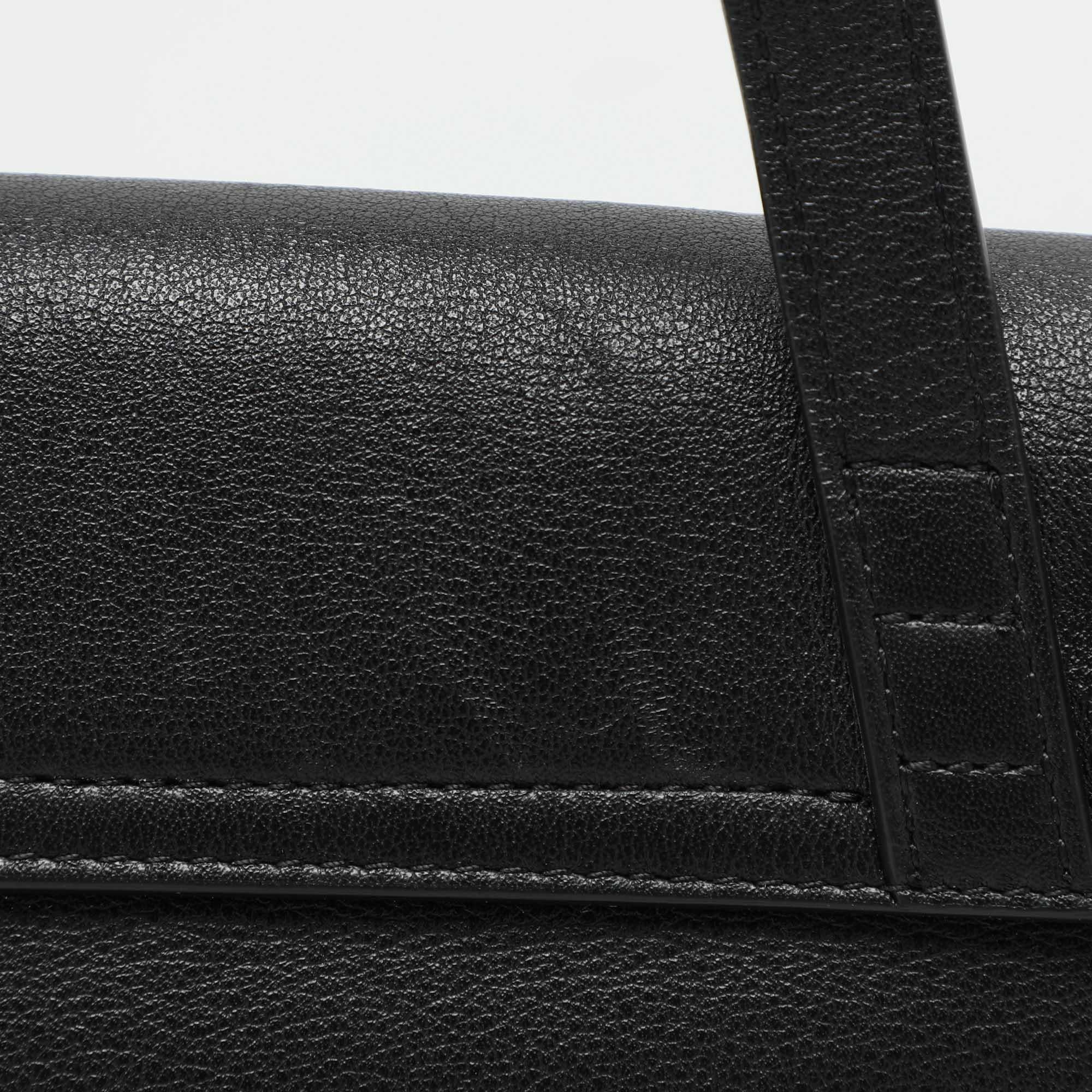 Mansur Gavriel Black Leather Soft Lady Drawstring Flap Shoulder Bag 2