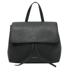 Used Mansur Gavriel Black Leather Soft Lady Drawstring Flap Shoulder Bag